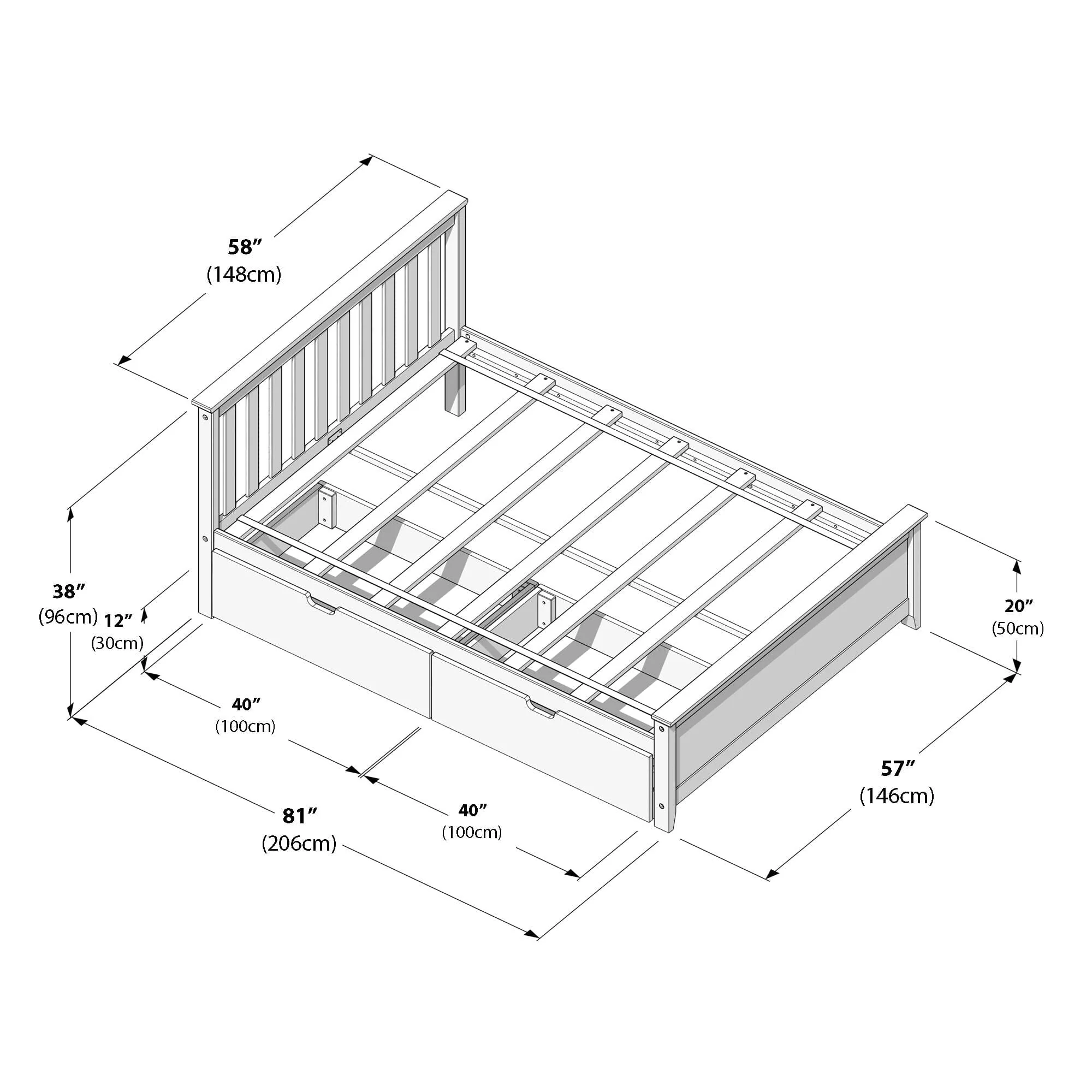 Full Slatted Bed With Storage Drawers - Image 38