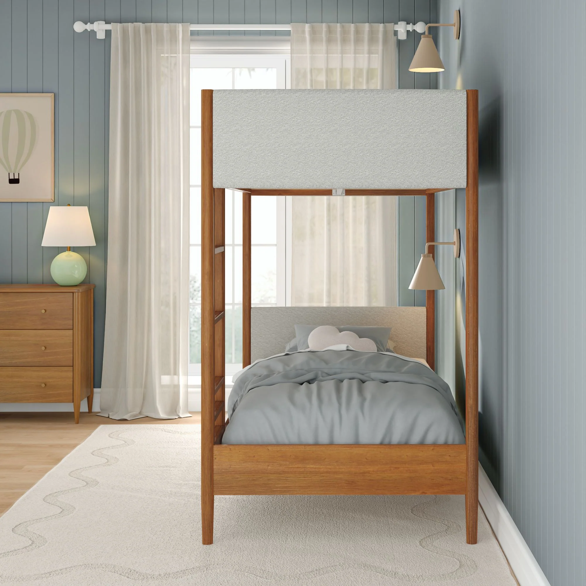Hudson Upholstered Twin Over Twin Bunk Bed - Image 9