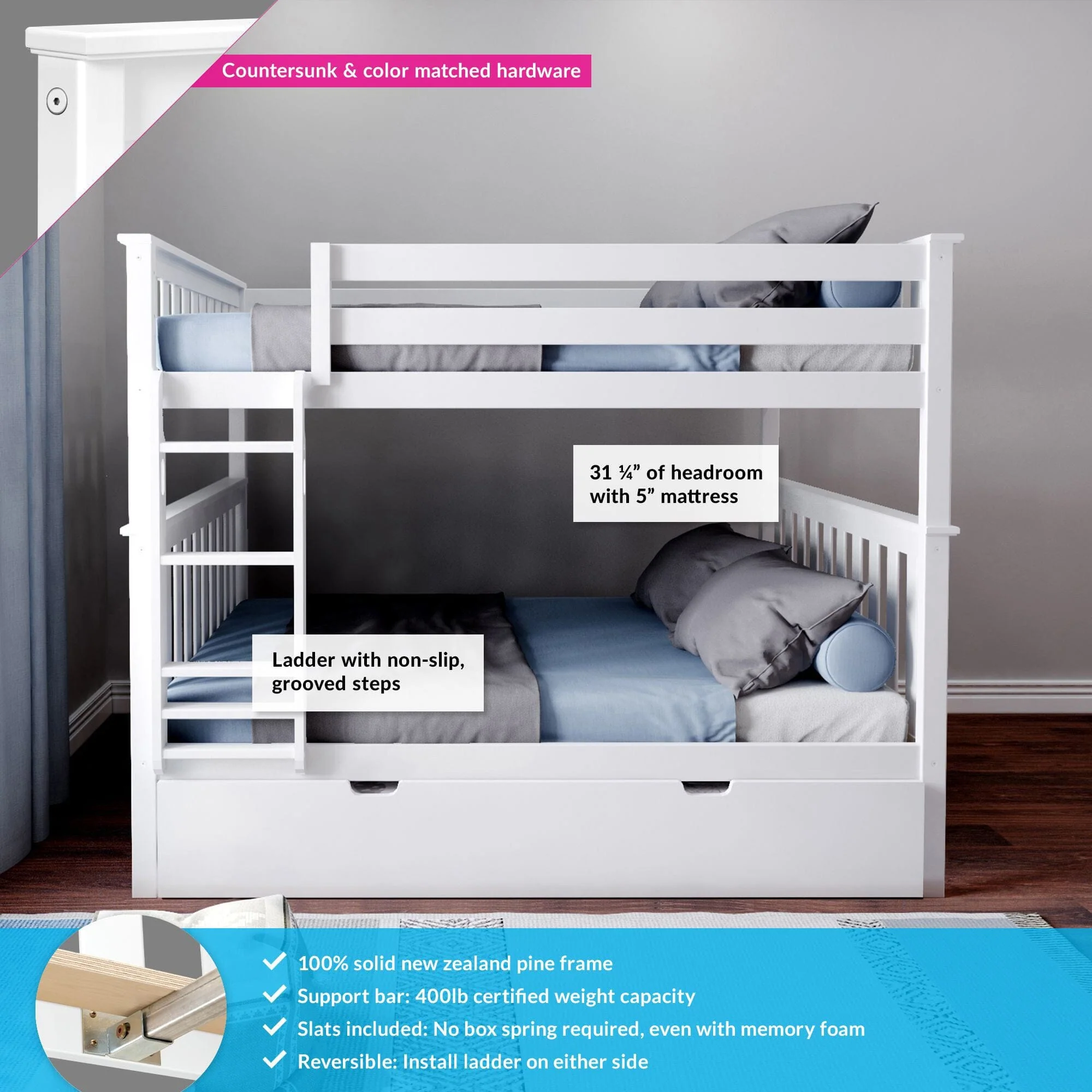 Full Over Full Bunk Bed With Trundle - Image 7