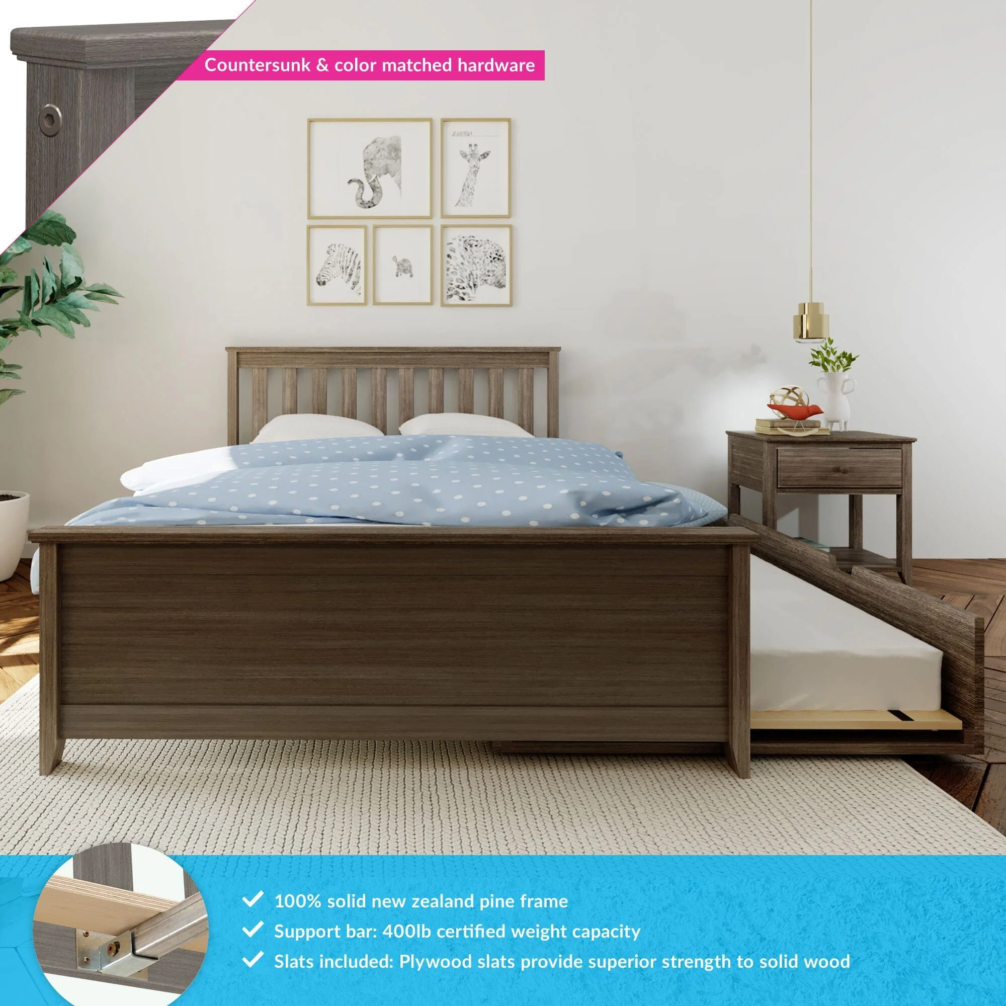 Full Slatted Bed With Trundle - Image 10