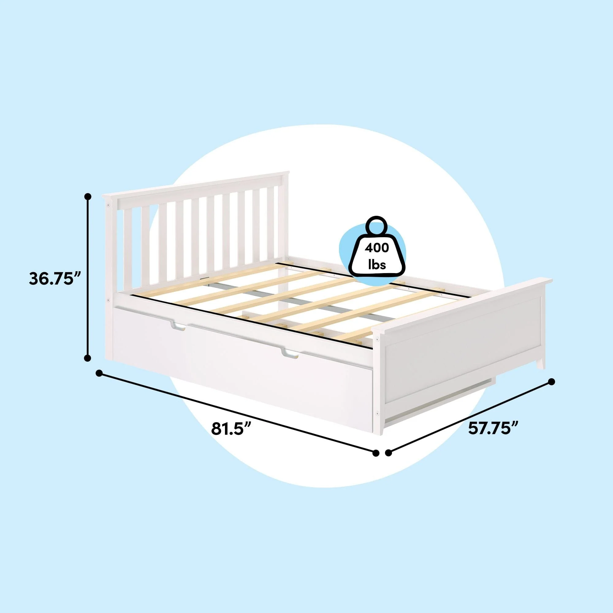Full Slatted Bed With Trundle - Image 37