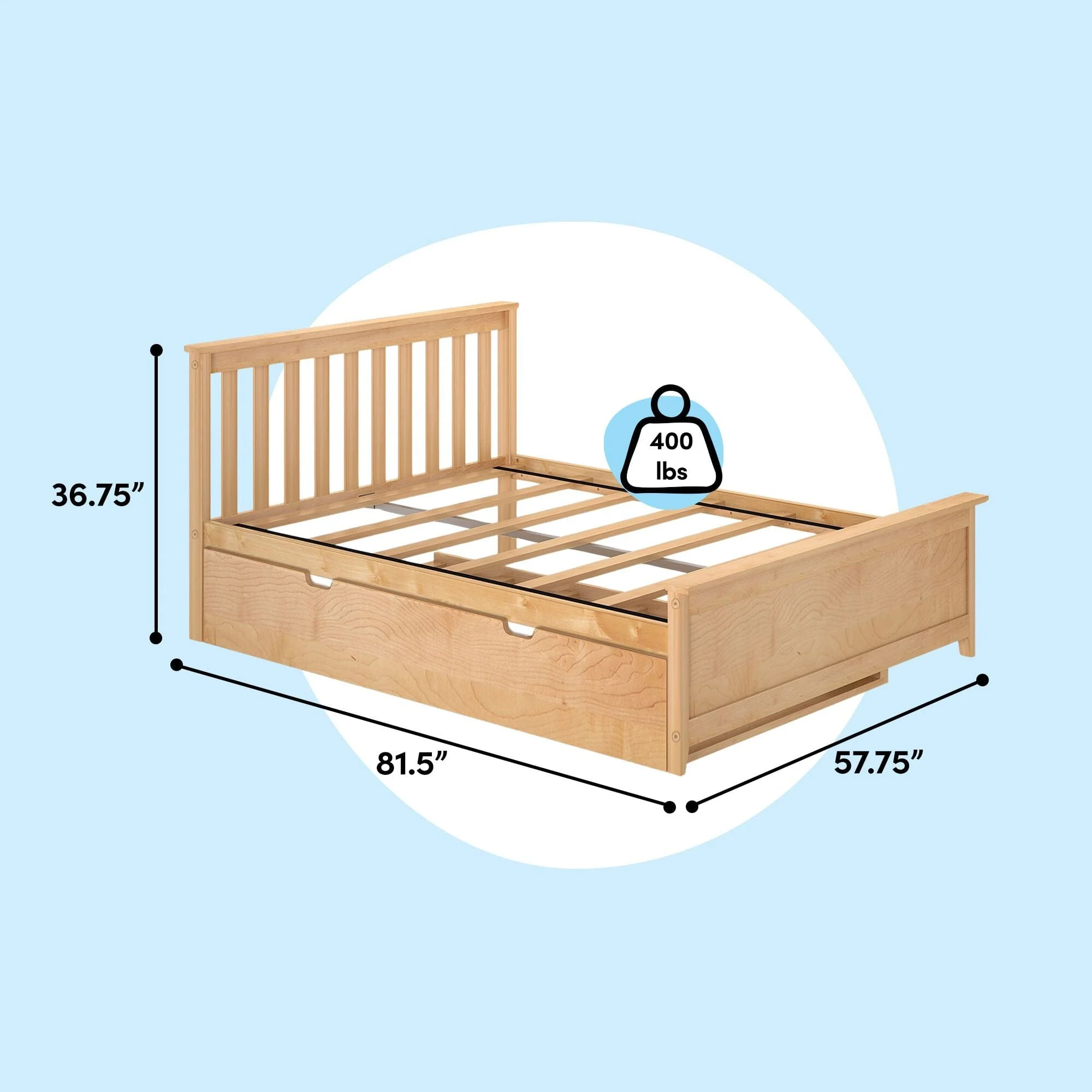 Full Slatted Bed With Trundle - Image 38