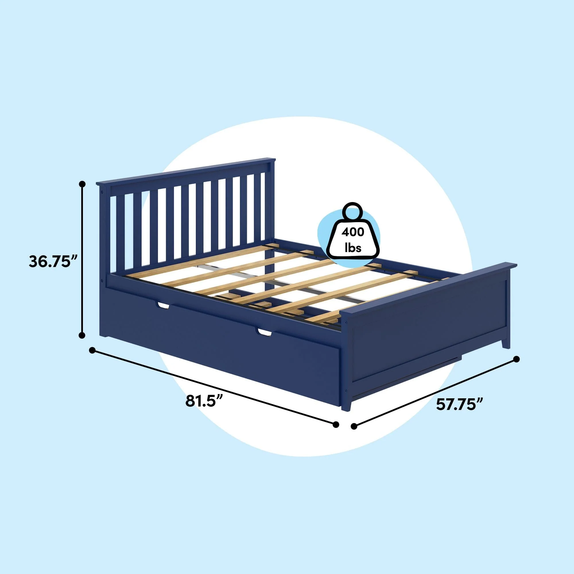 Full Slatted Bed With Trundle - Image 39
