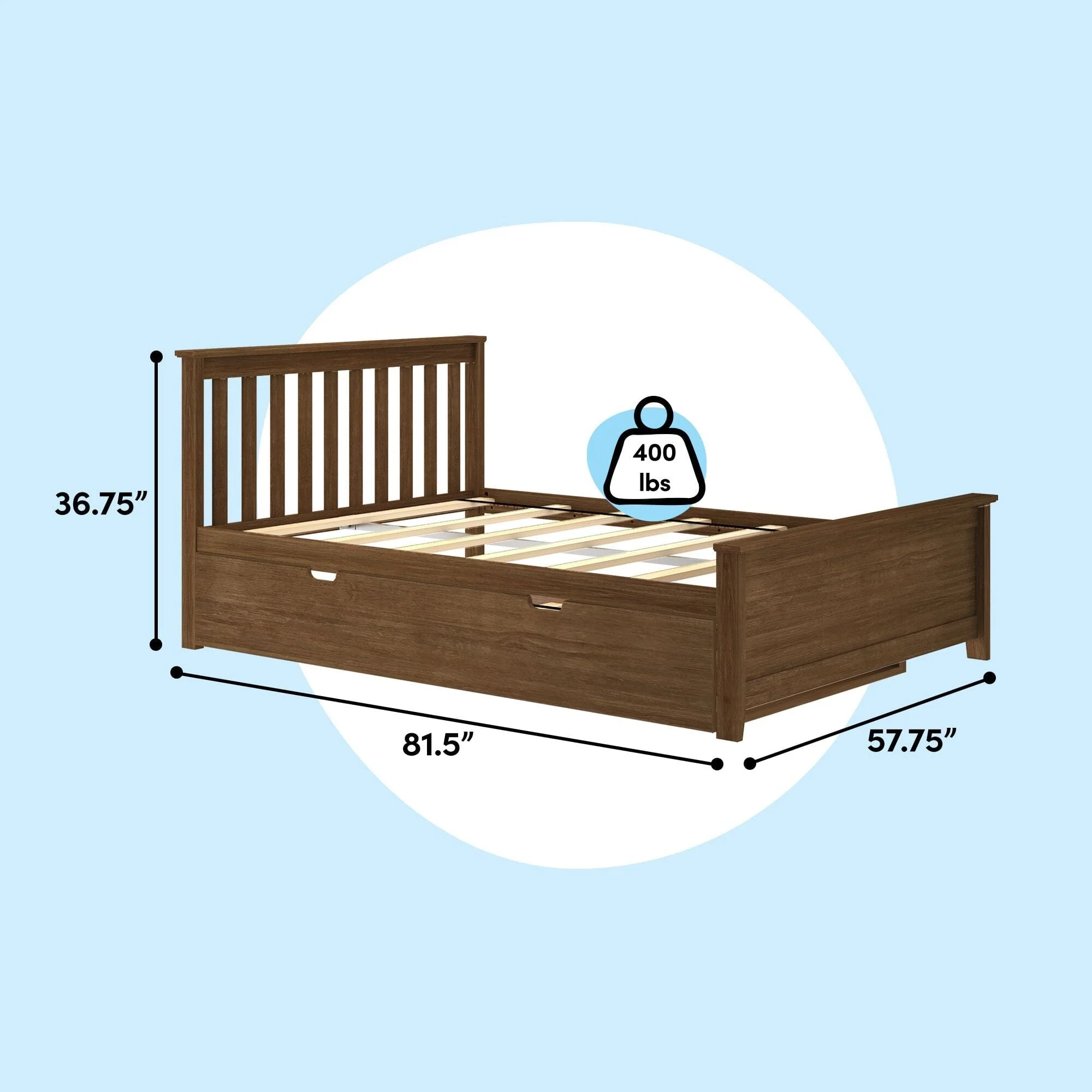 Full Slatted Bed With Trundle - Image 41