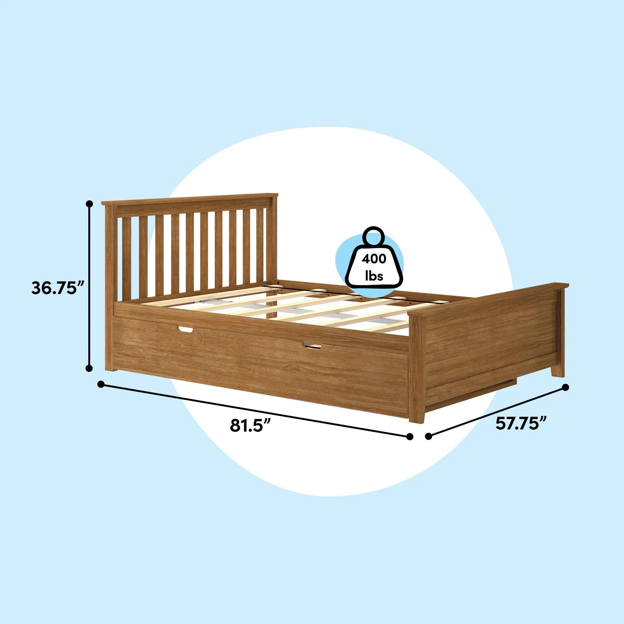 Full Slatted Bed With Trundle - Image 42