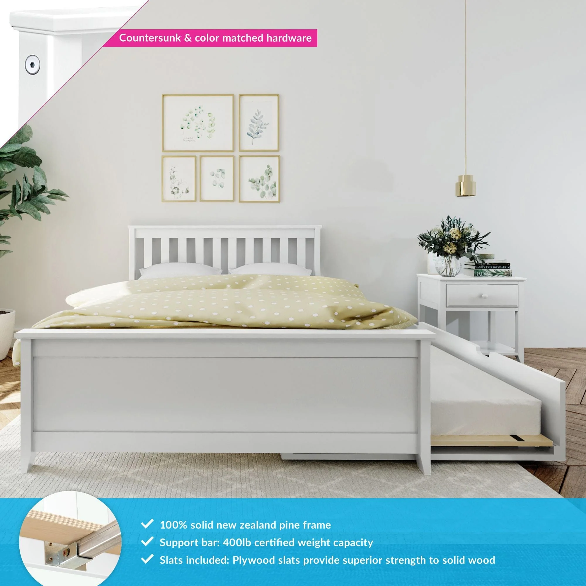 Full Slatted Bed With Trundle - Image 7