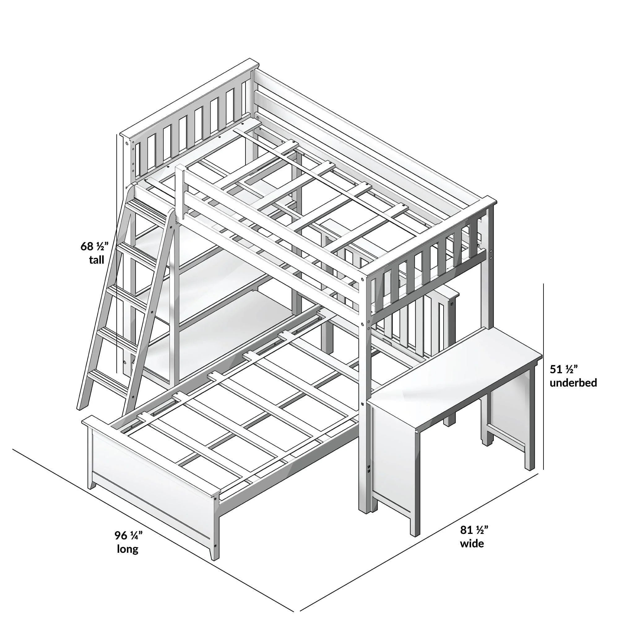 Twin Over Twin L-Shaped Bunk Bed With Bookcase & Desk - Image 14