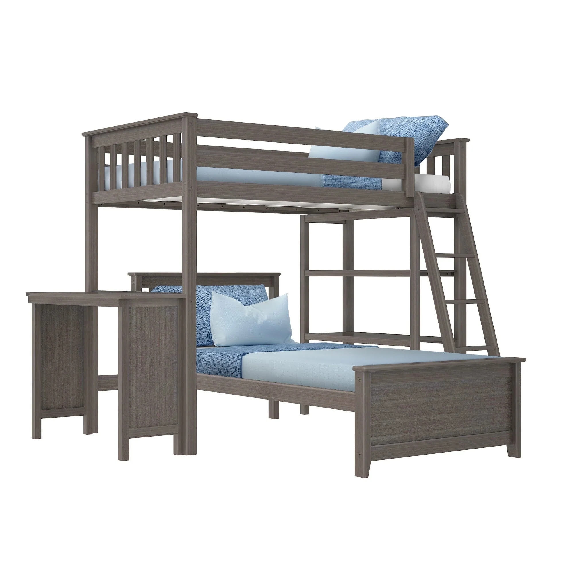Twin Over Twin L-Shaped Bunk Bed With Bookcase & Desk - Image 5