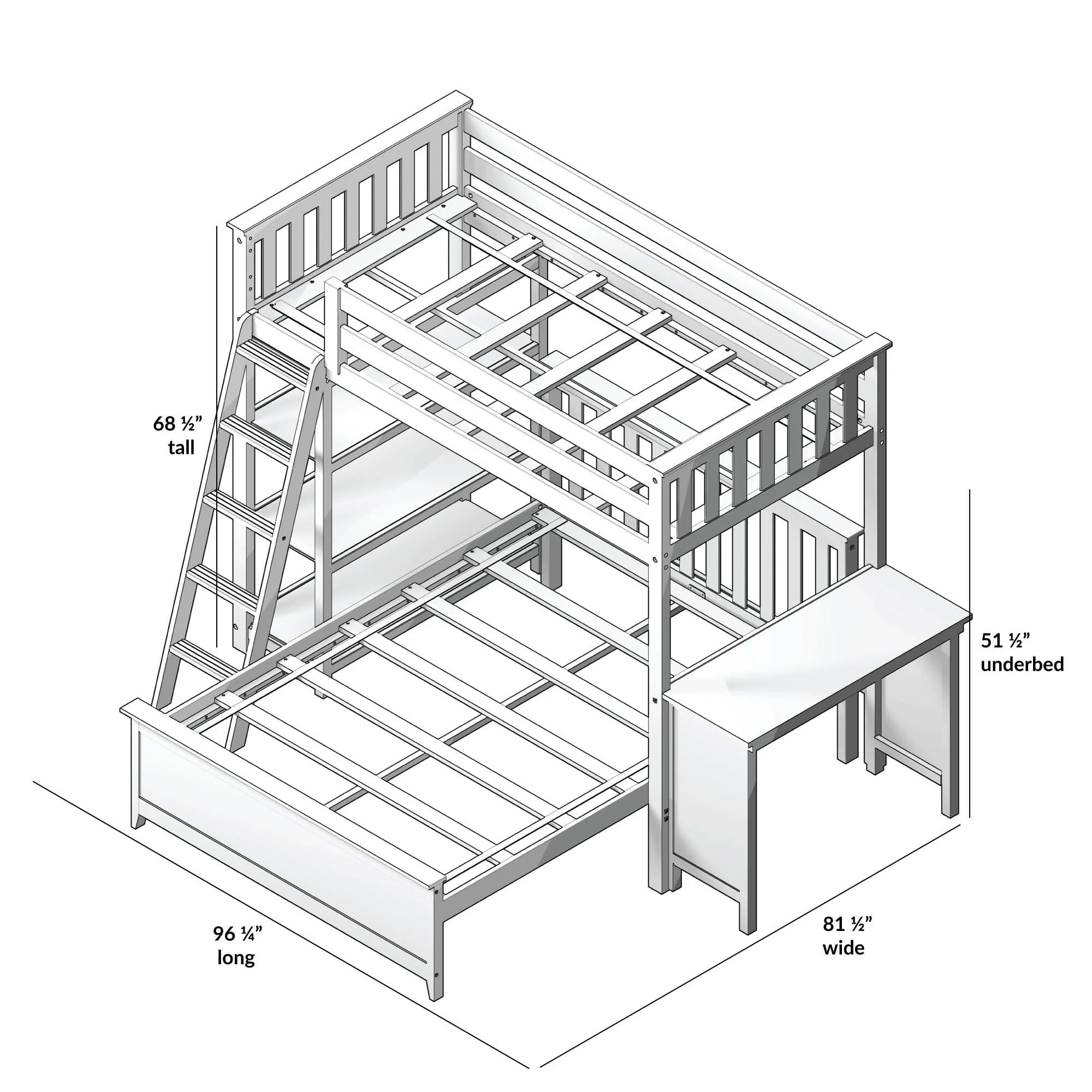 Twin Over Full L-Shaped Bunk Bed With Bookcase & Desk - Image 13