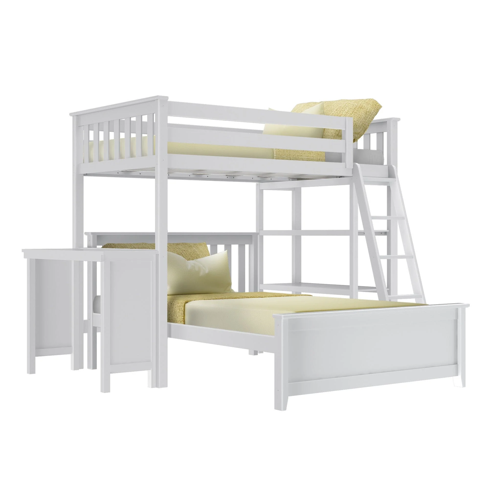 Twin Over Full L-Shaped Bunk Bed With Bookcase & Desk - Image 5