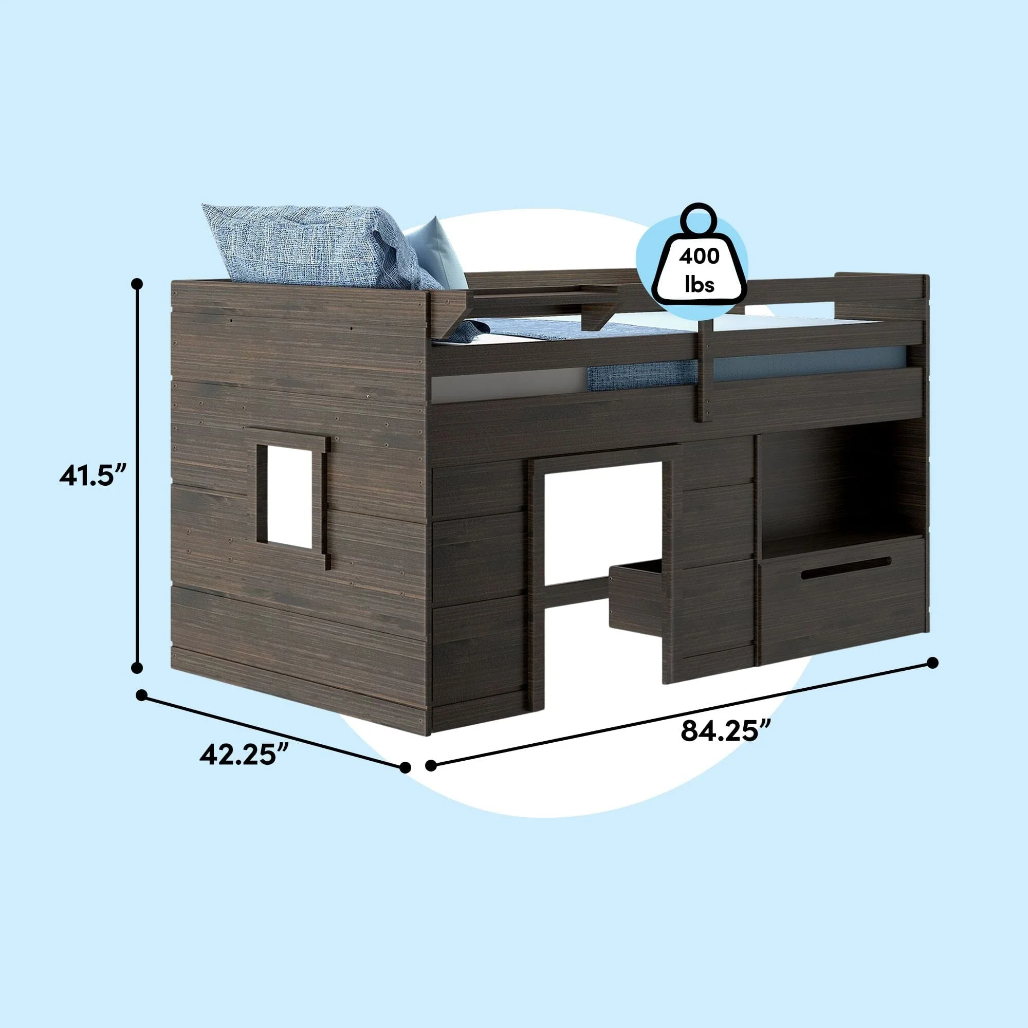 Modern Farmhouse Play & Store Low Loft Bed - Image 25