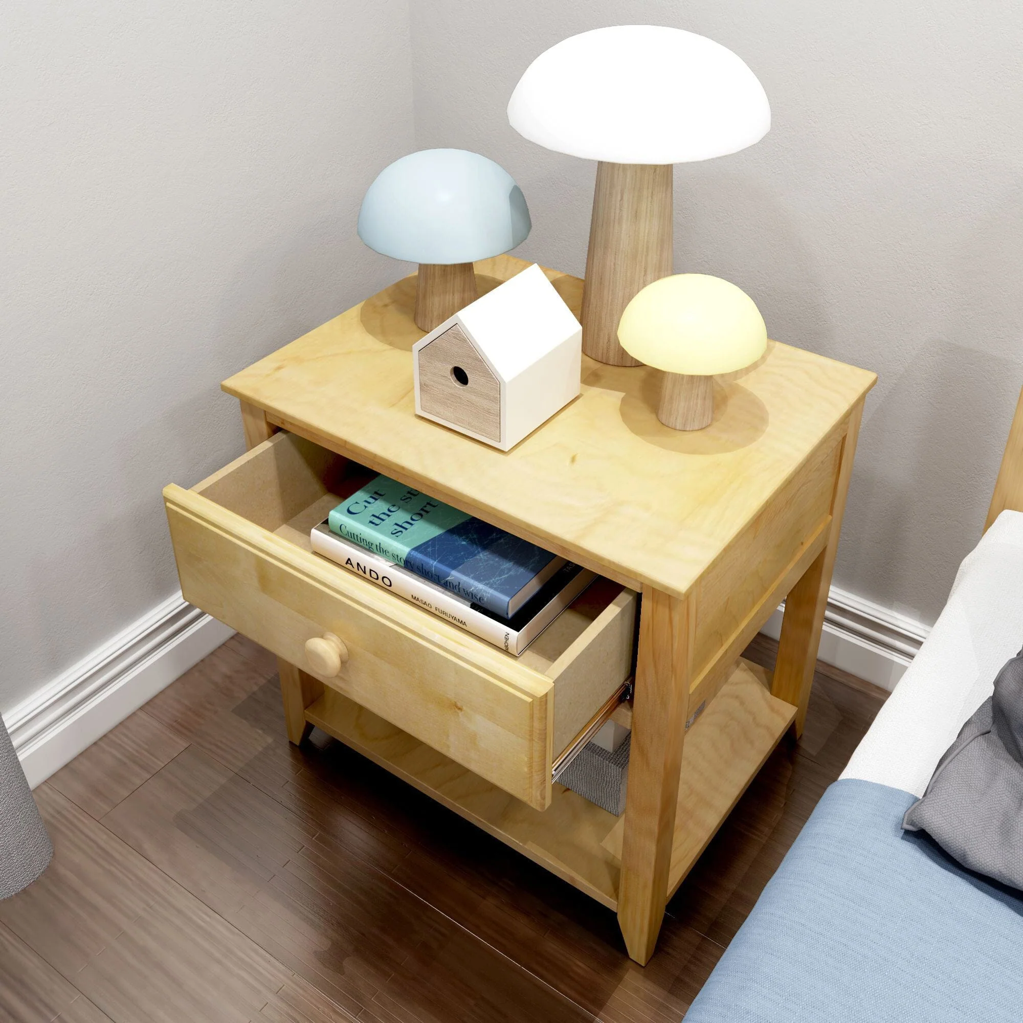 Nightstand with Drawer and Shelf - Image 26