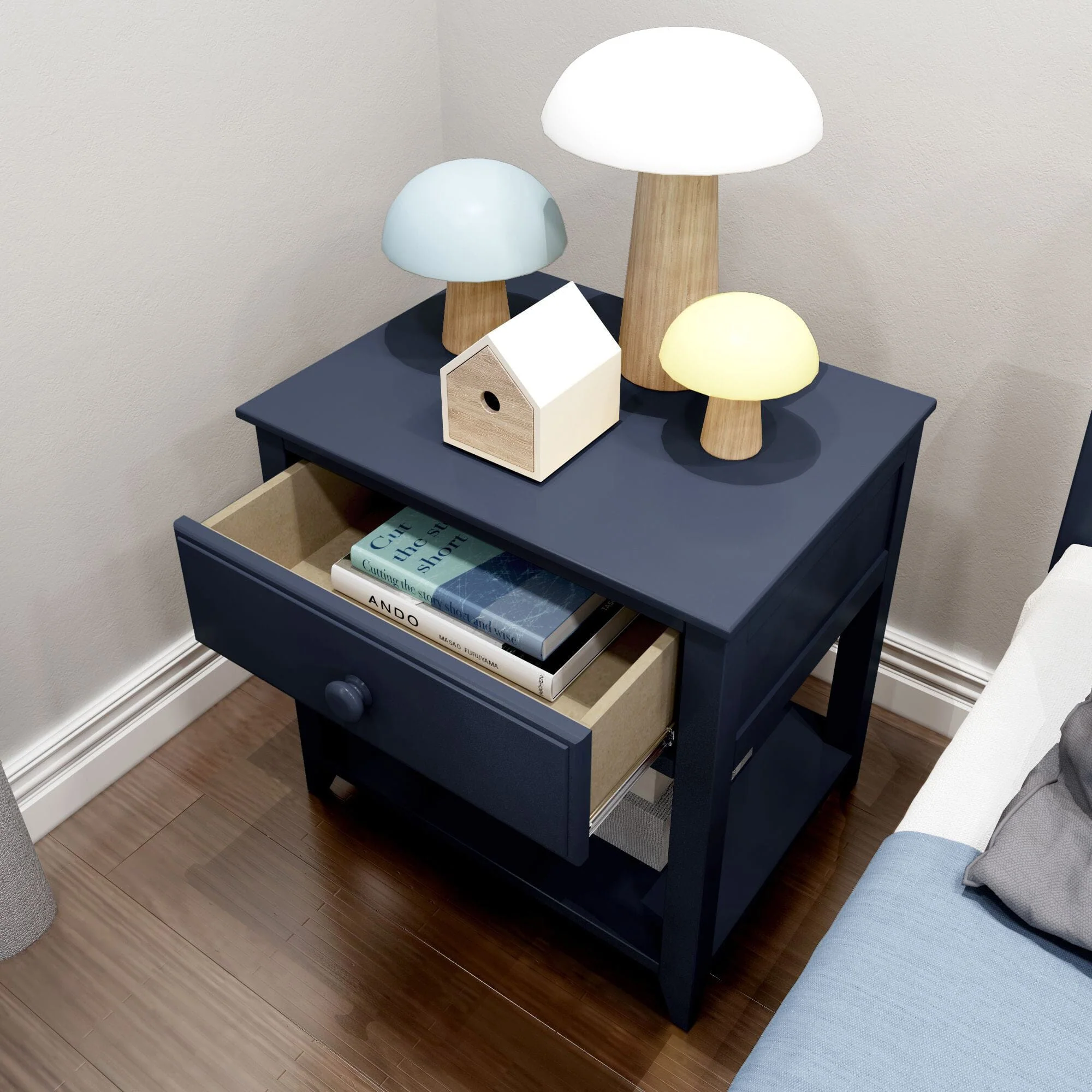 Nightstand with Drawer and Shelf - Image 28
