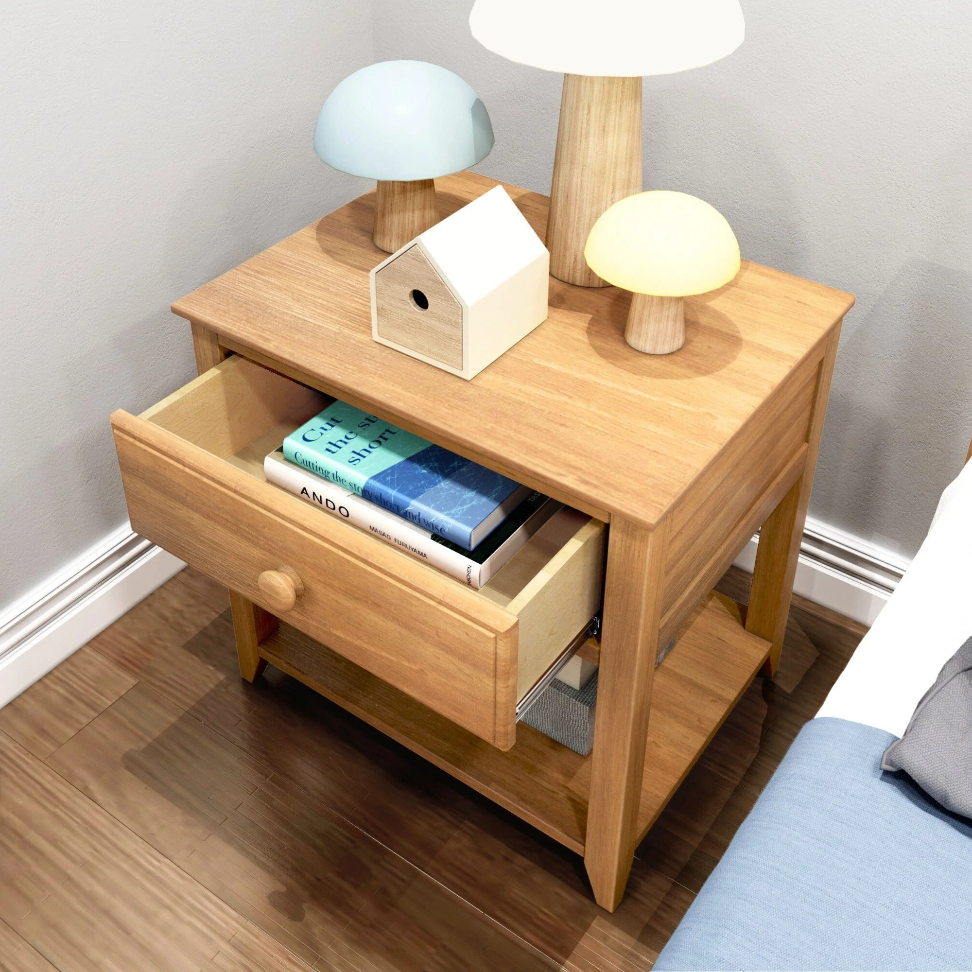 Nightstand with Drawer and Shelf - Image 29