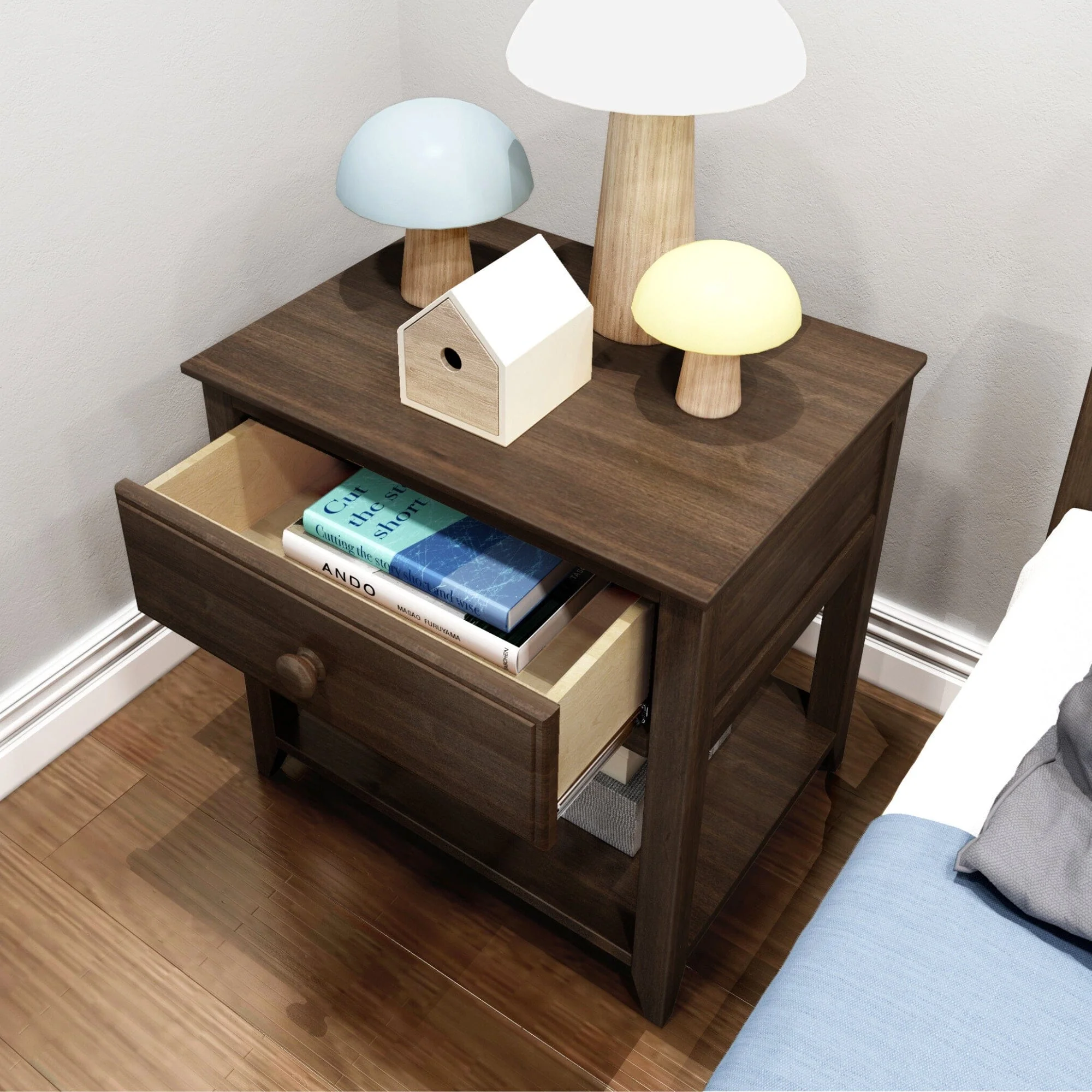Nightstand with Drawer and Shelf - Image 30