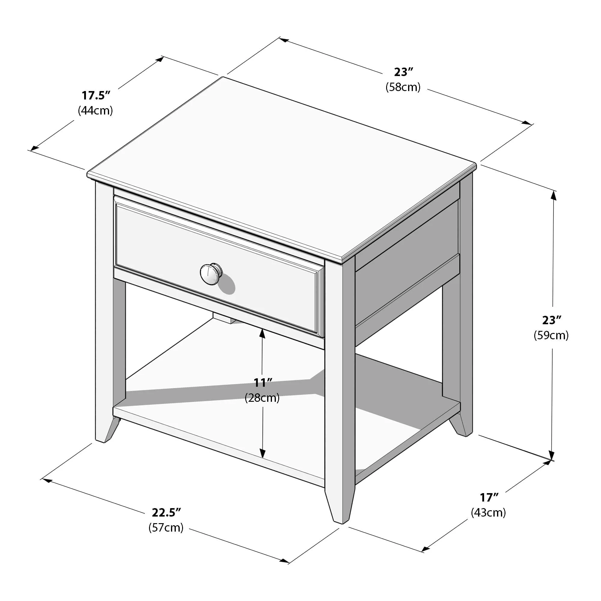 Nightstand with Drawer and Shelf - Image 36