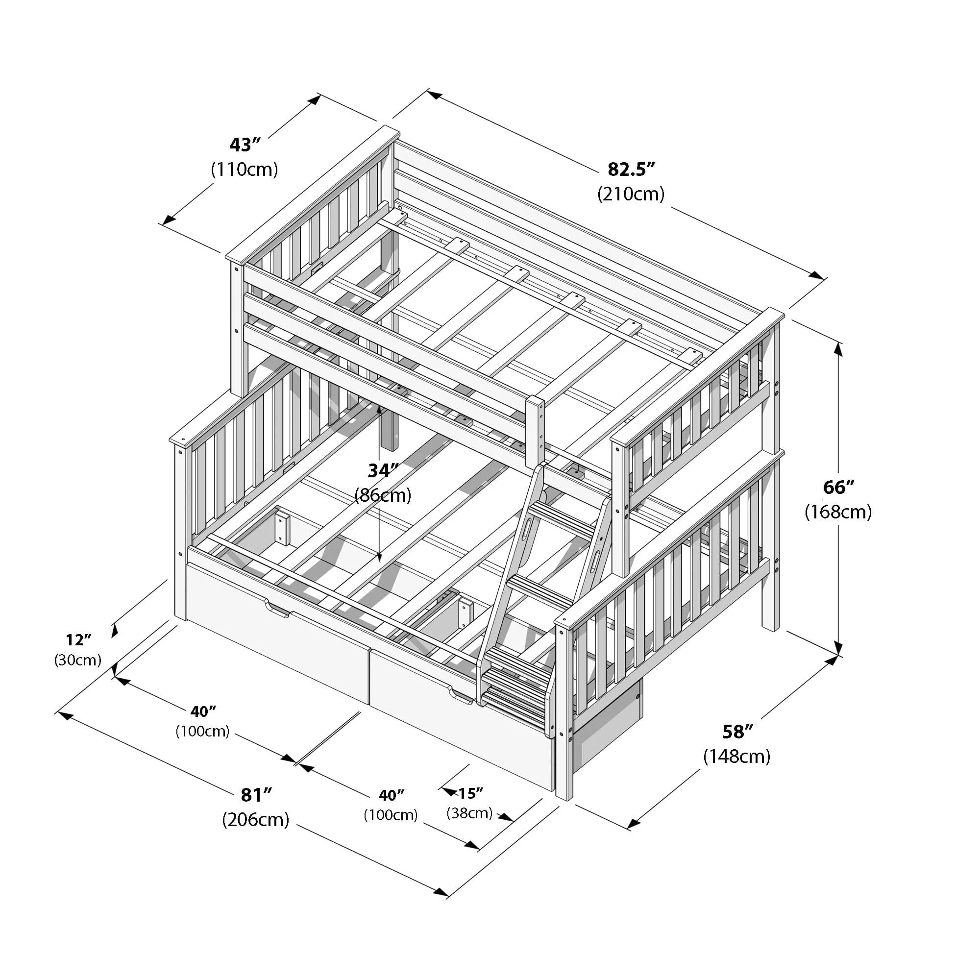 Twin Over Full Bunk Bed With Storage Drawers - Image 38
