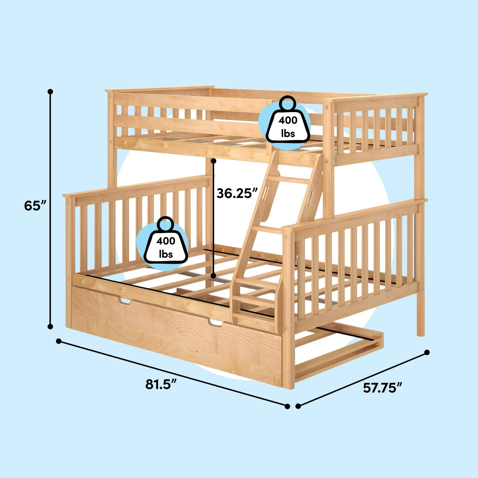 Twin Over Full Bunk Bed With Trundle - Image 32