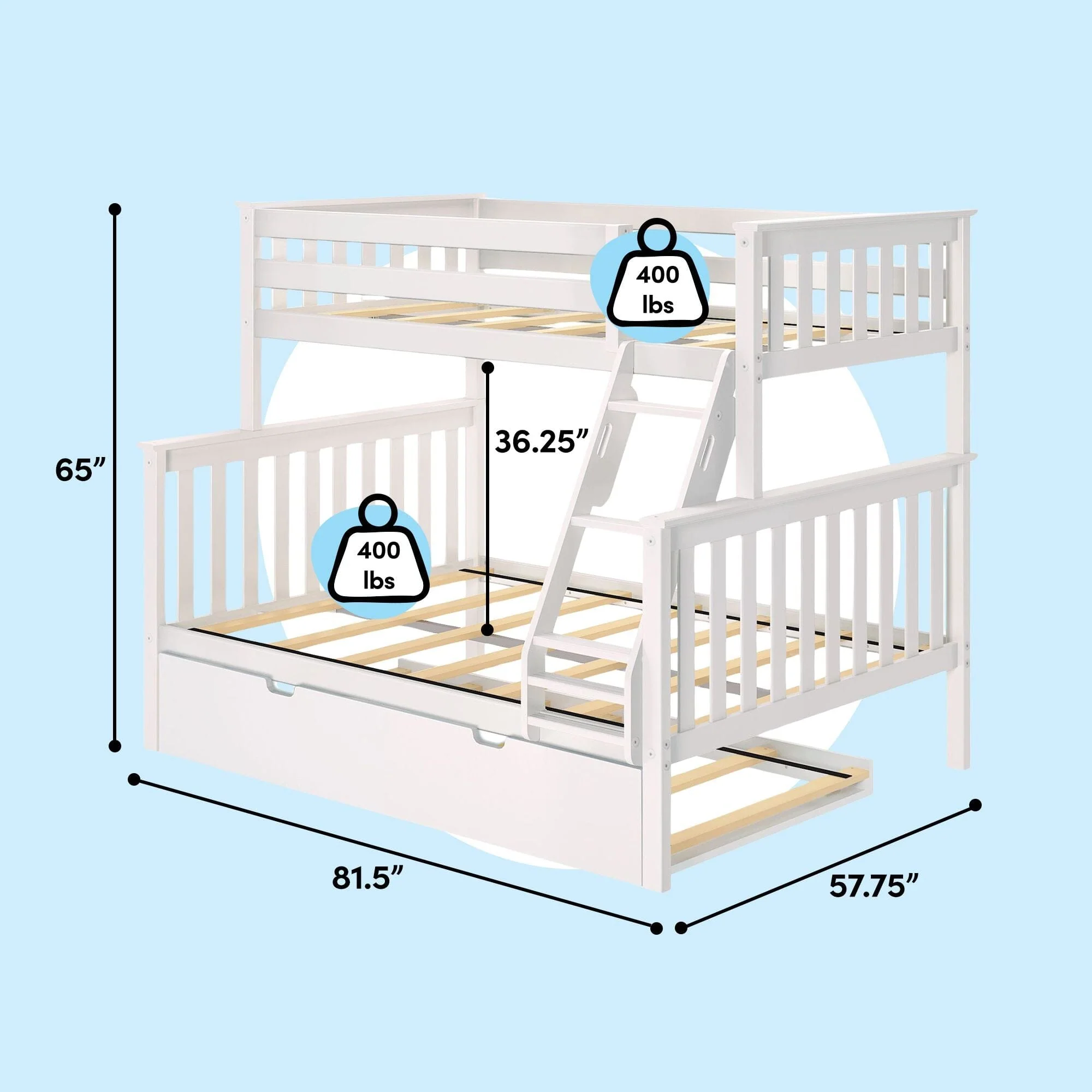 Twin Over Full Bunk Bed With Trundle - Image 37