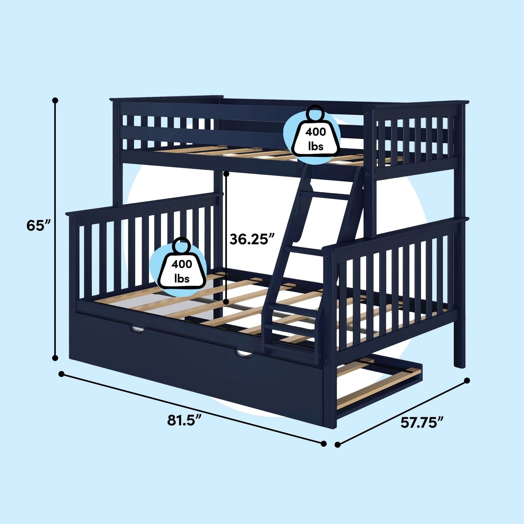 Twin Over Full Bunk Bed With Trundle - Image 38