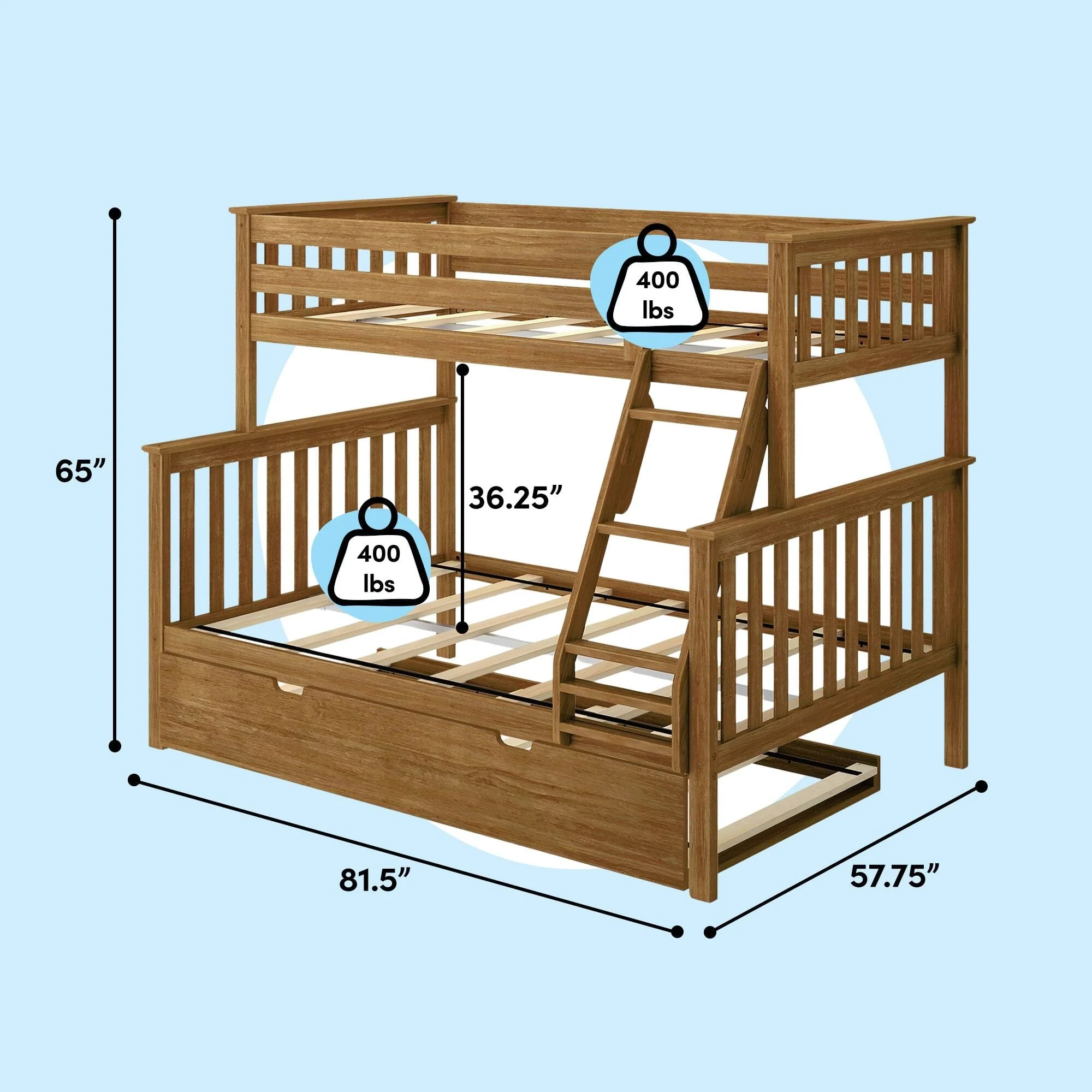 Twin Over Full Bunk Bed With Trundle - Image 39