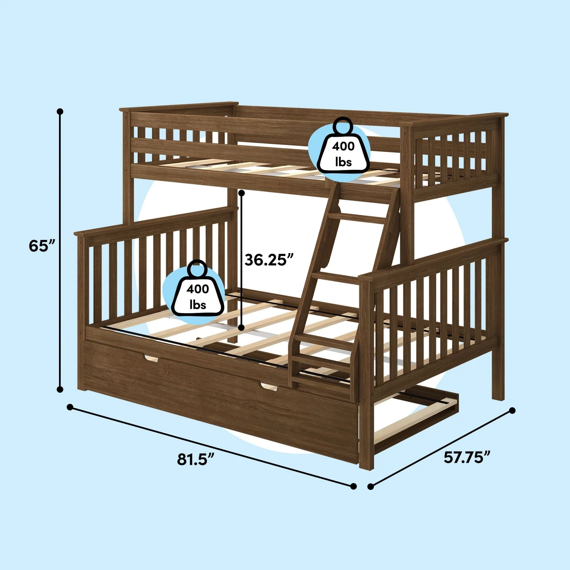 Twin Over Full Bunk Bed With Trundle - Image 40