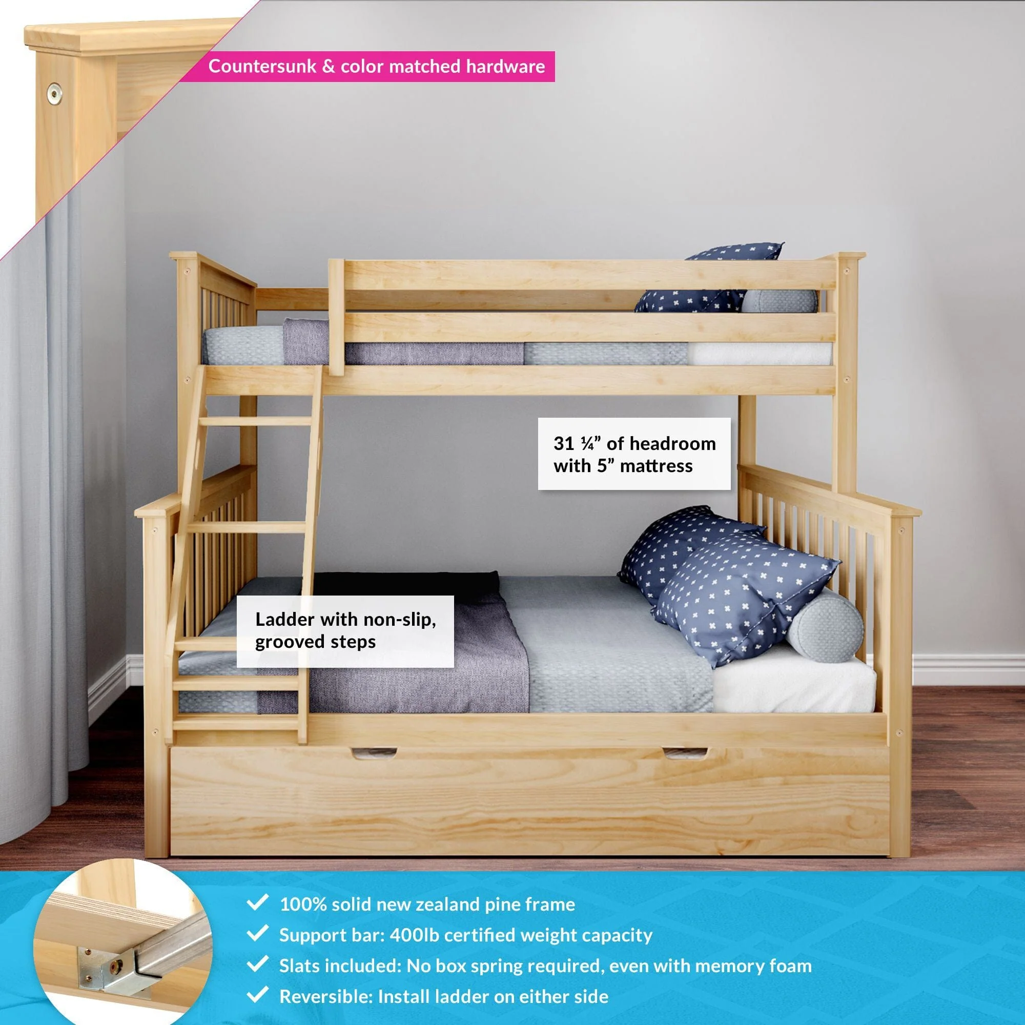 Twin Over Full Bunk Bed With Trundle - Image 7