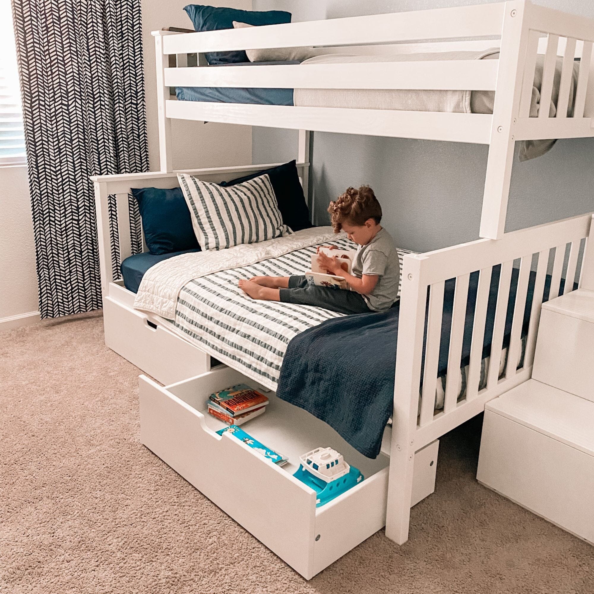 Twin Over Full Bunk Bed With Stairs & Storage Drawers - Image 21