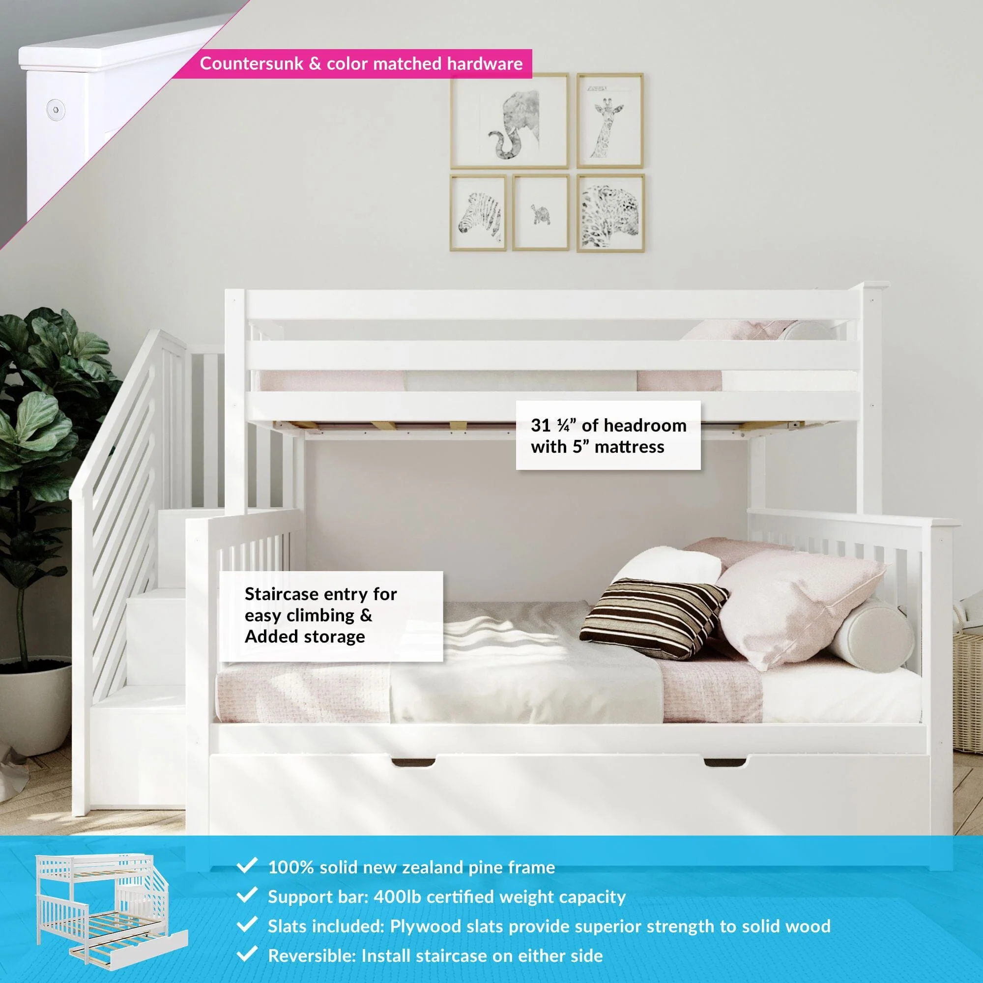 Twin Over Full Bunk Bed With Stairs & Trundle - Image 5