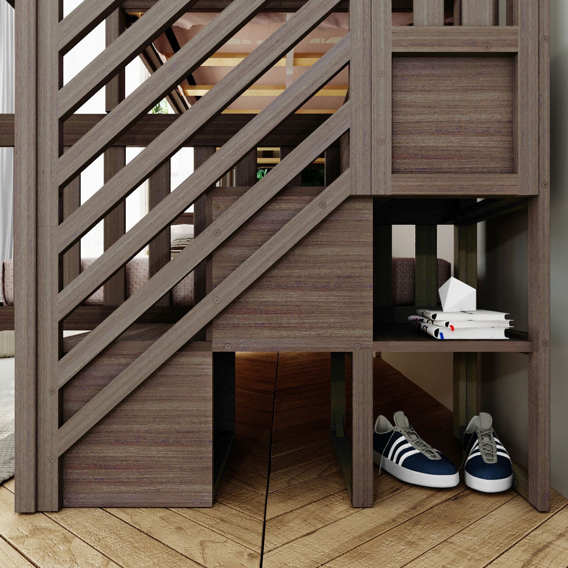 Twin Over Full Bunk Bed With Stairs - Image 17