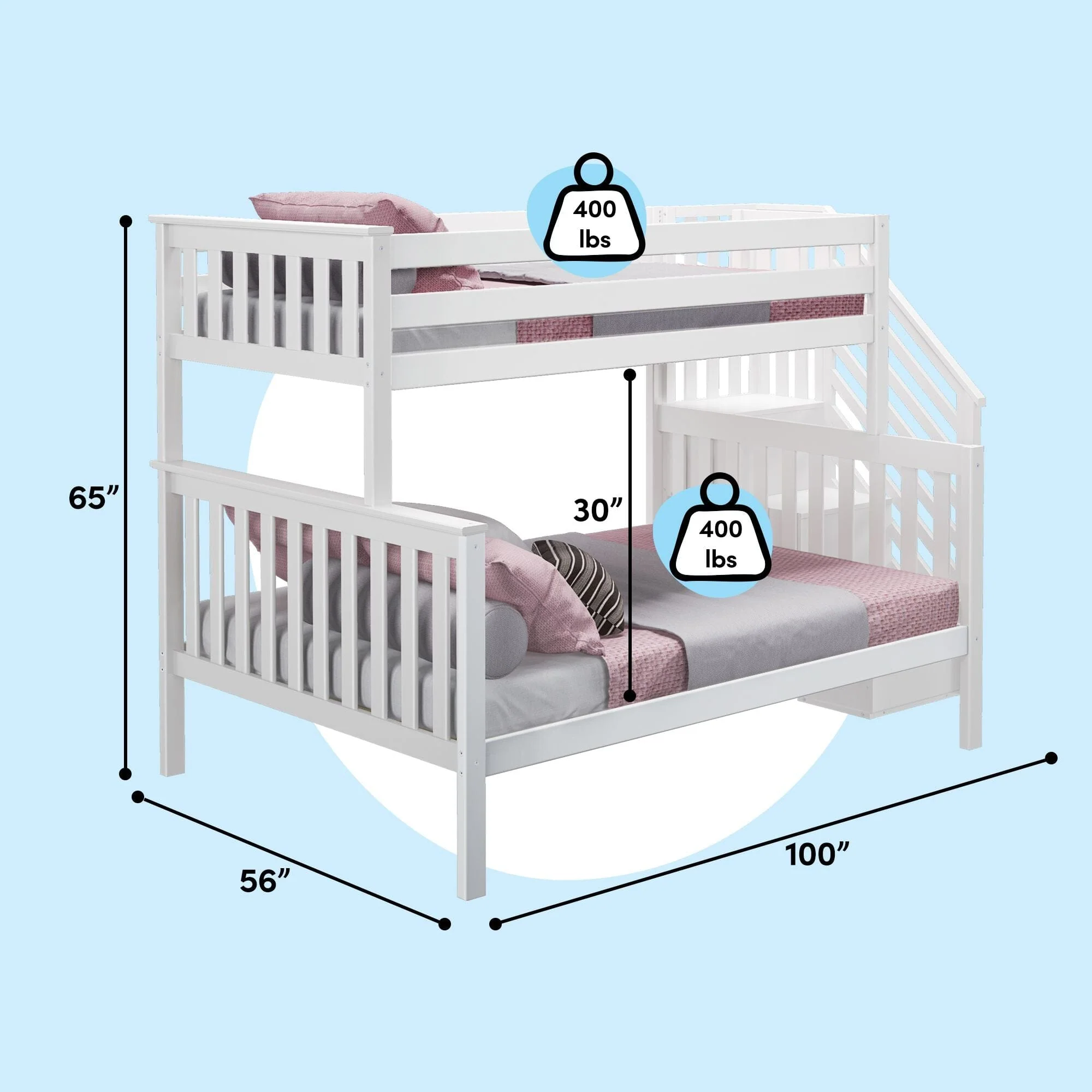 Twin Over Full Bunk Bed With Stairs - Image 22