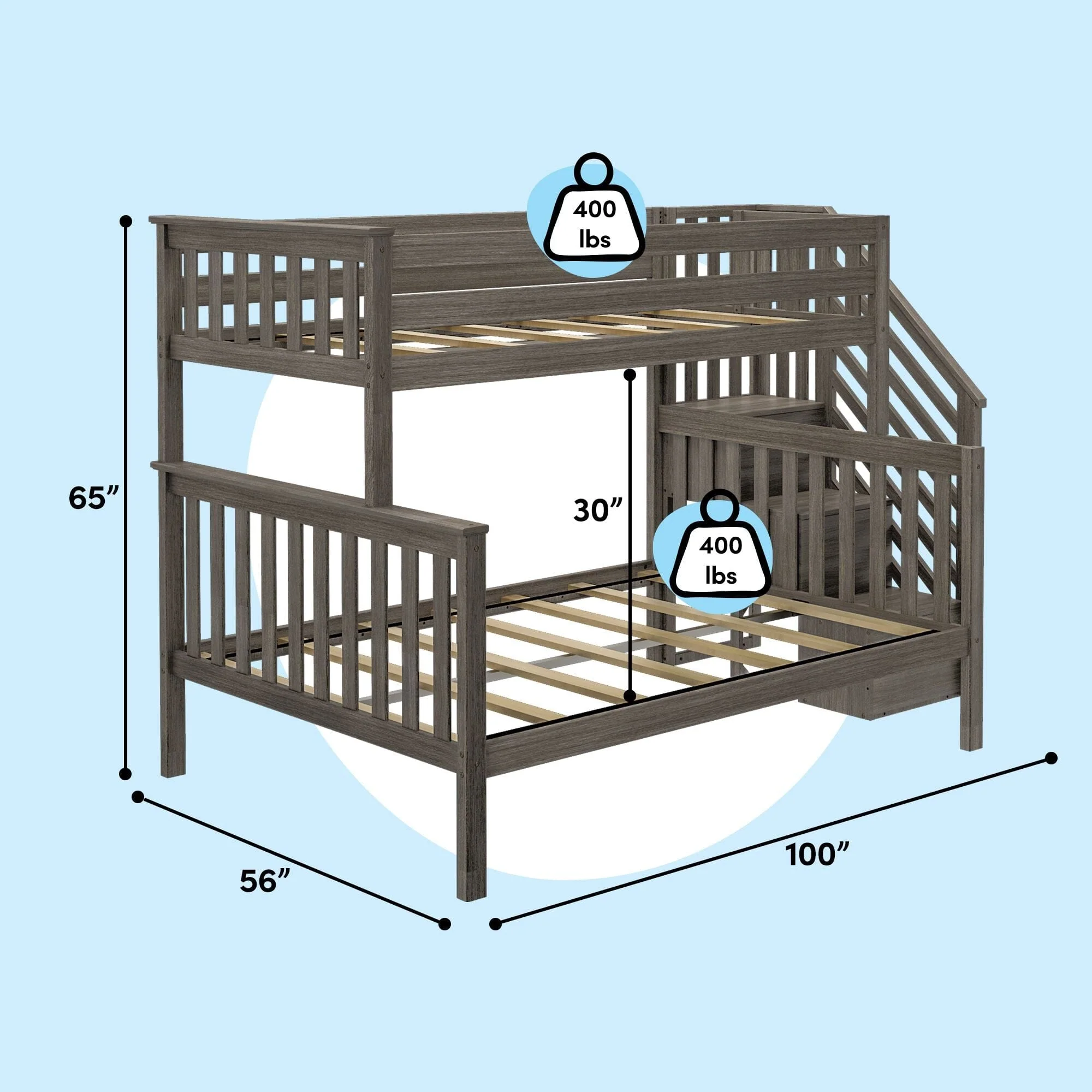 Twin Over Full Bunk Bed With Stairs - Image 32