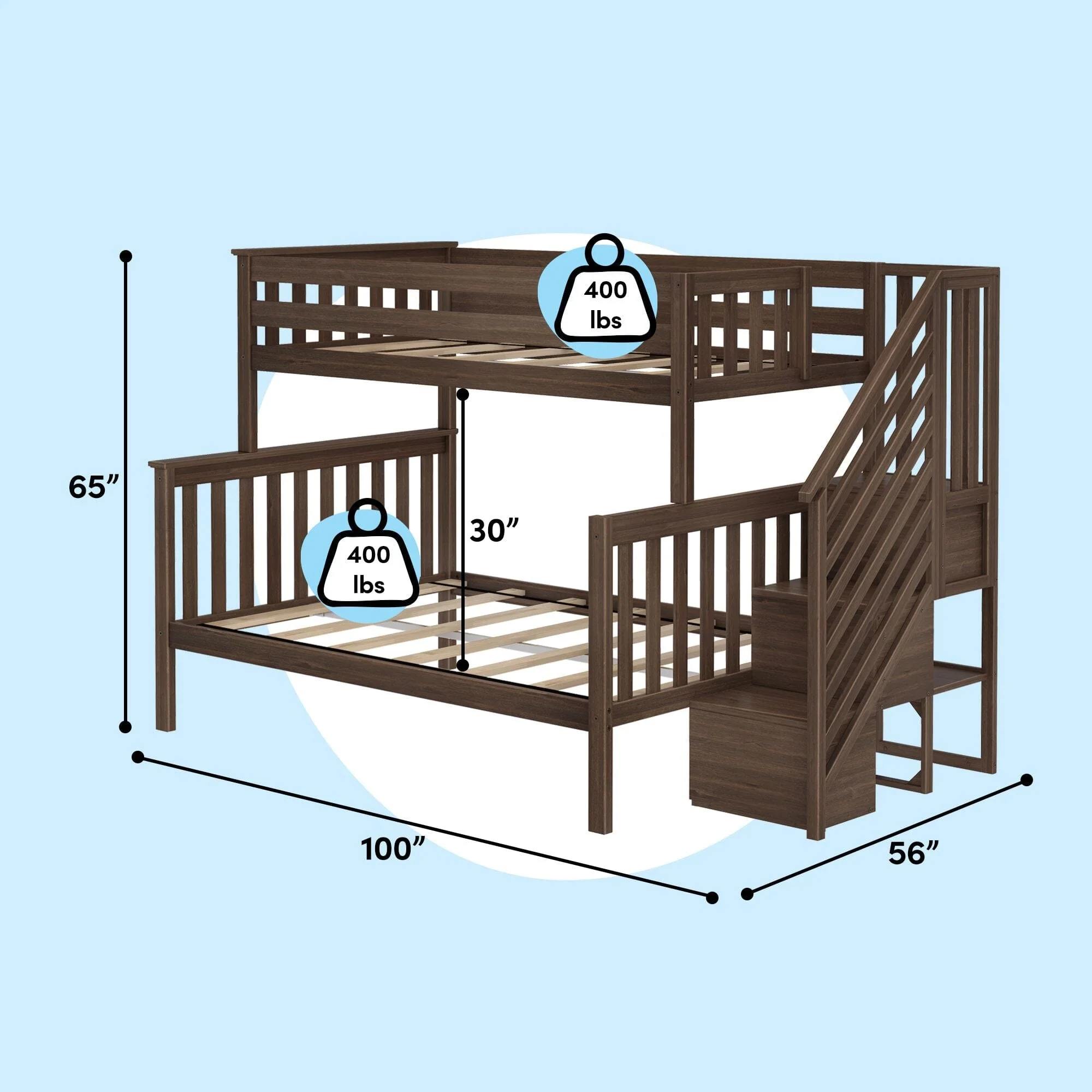 Twin Over Full Bunk Bed With Stairs - Image 34