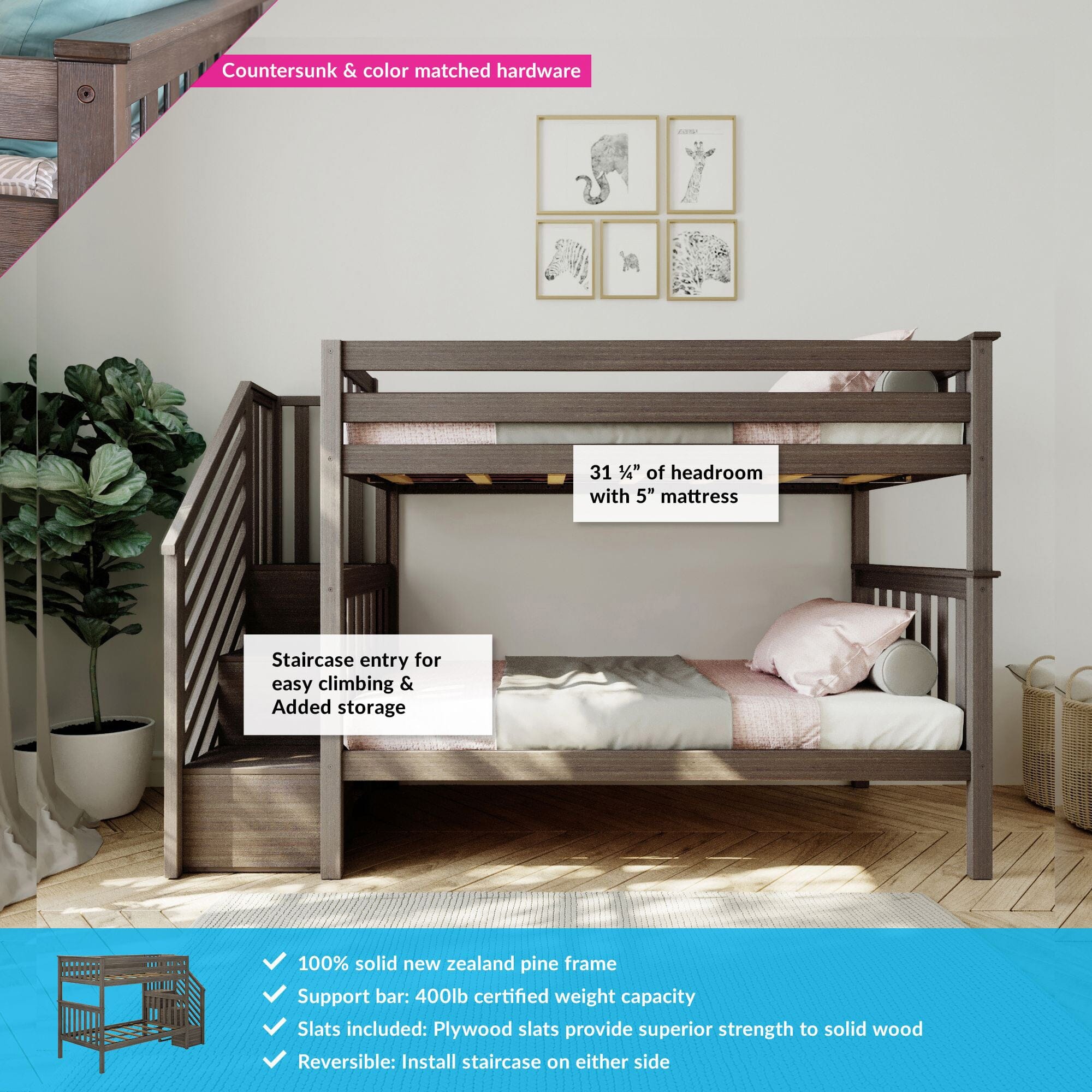 Twin Over Twin Bunk Bed With Stairs - Image 6