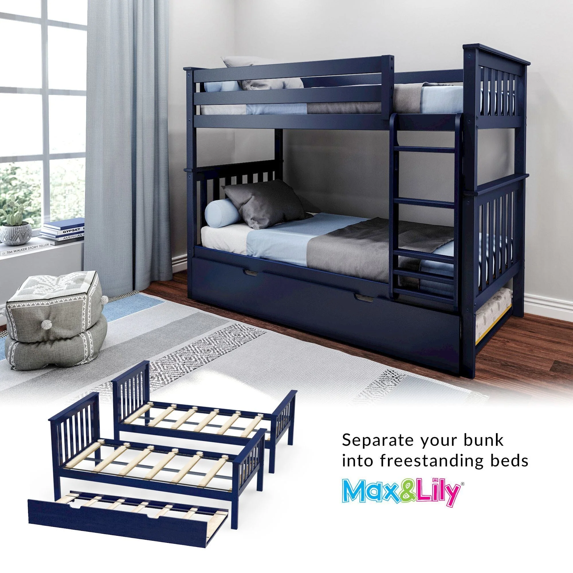 Twin Over Twin Bunk Bed With Trundle - Image 27