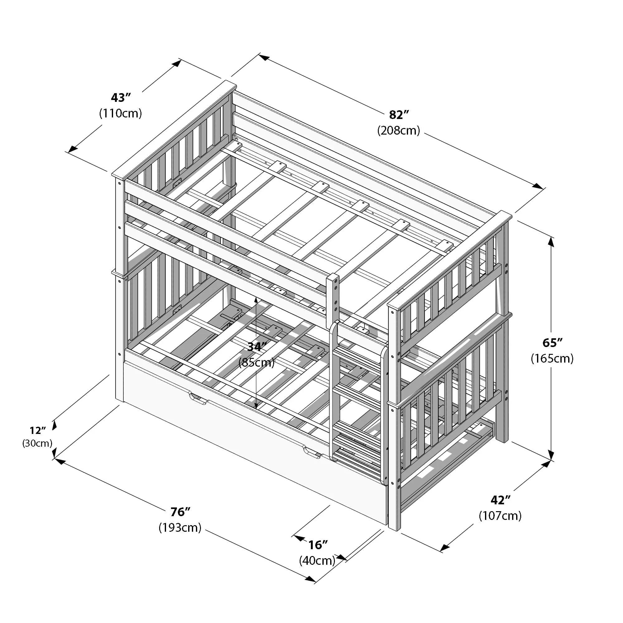 Twin Over Twin Bunk Bed With Trundle - Image 46