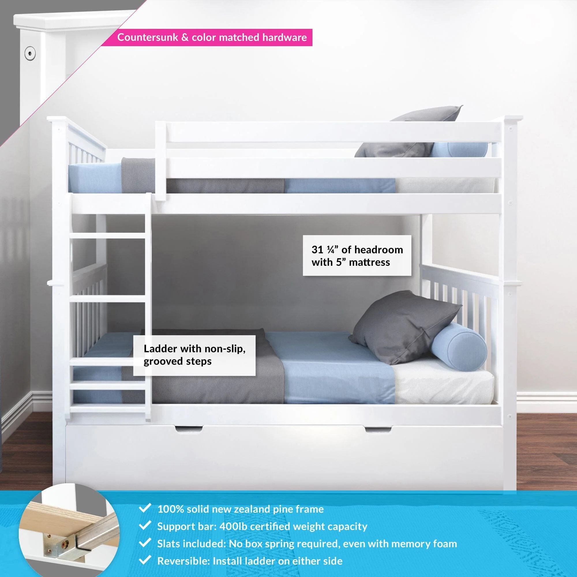 Twin Over Twin Bunk Bed With Trundle - Image 6