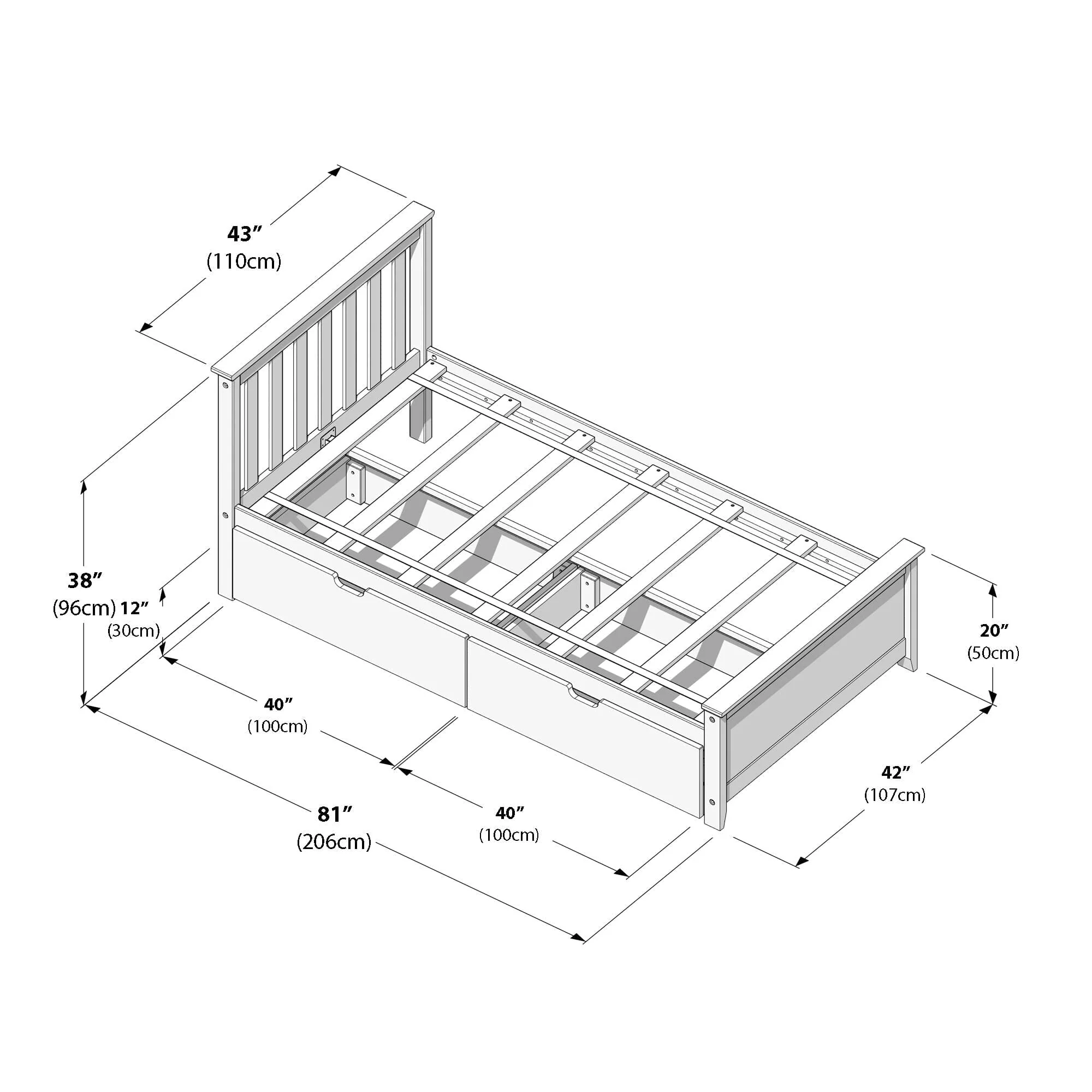 Twin Slatted Bed With Storage Drawers - Image 42