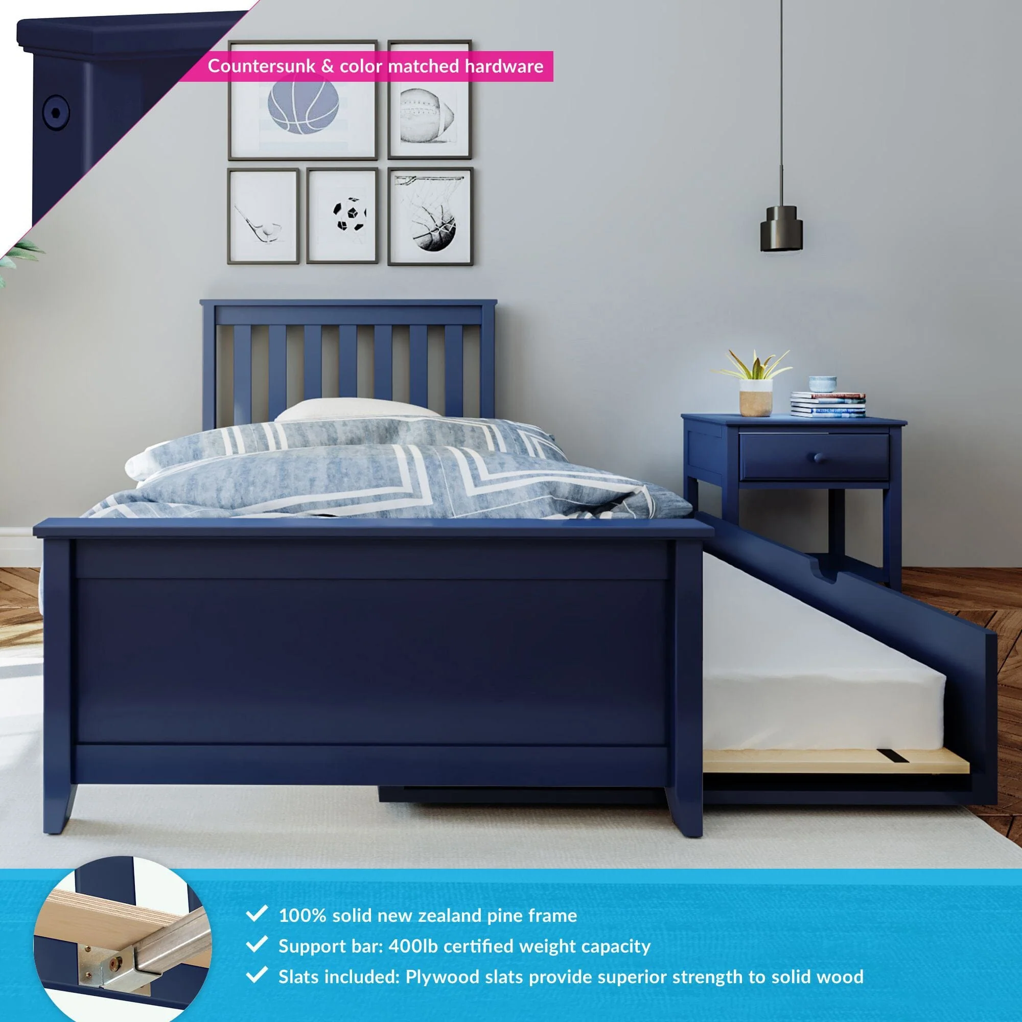 Twin Slatted Bed With Trundle - Image 10