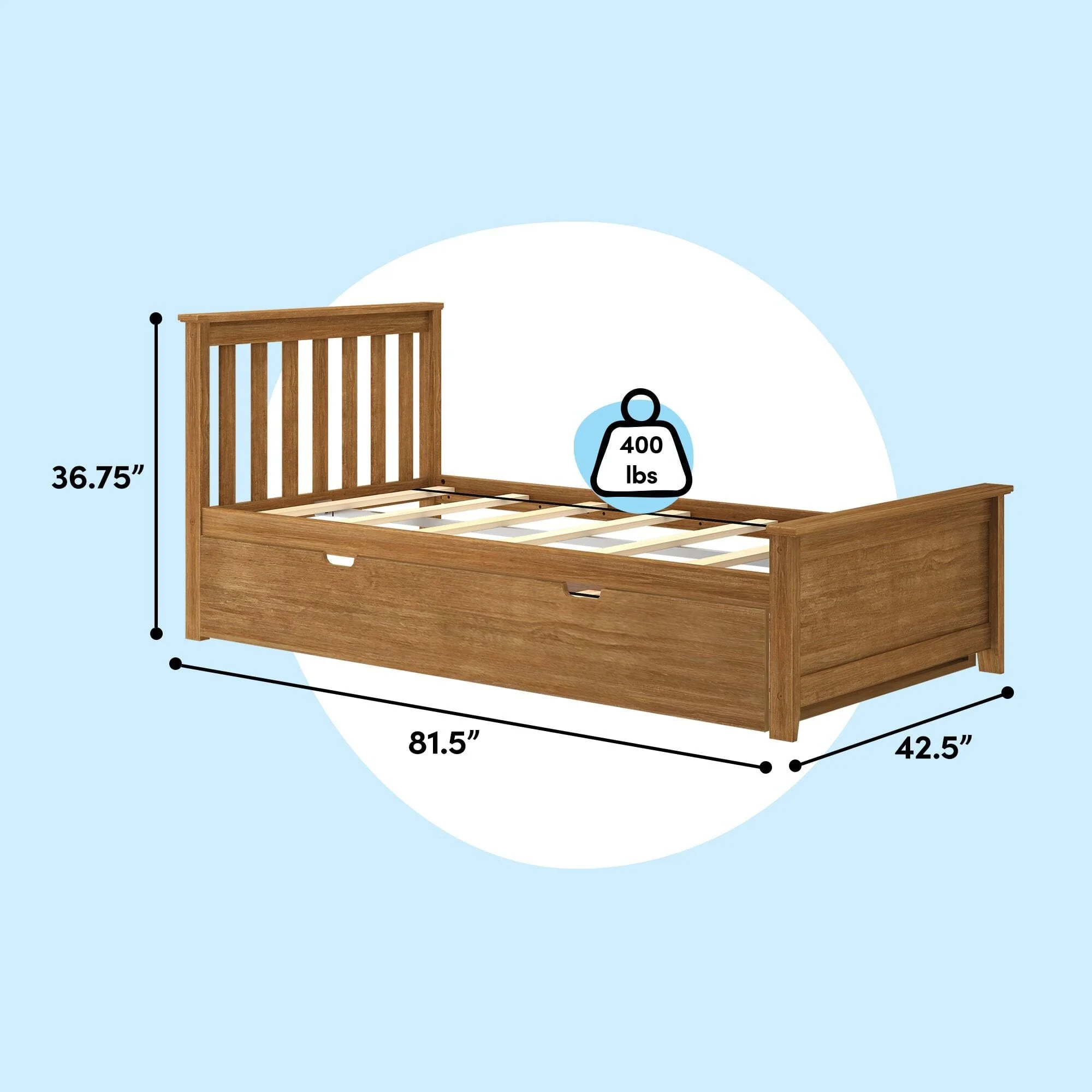 Twin Slatted Bed With Trundle - Image 40