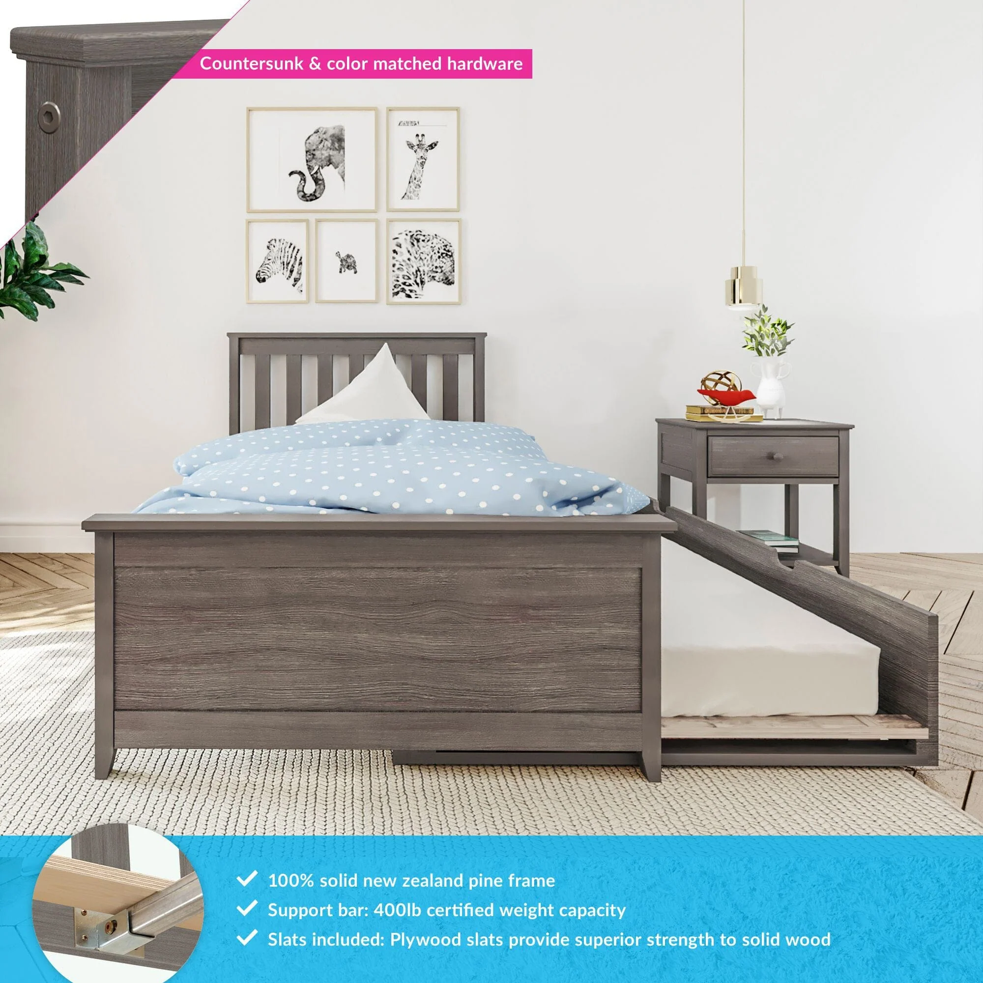 Twin Slatted Bed With Trundle - Image 7