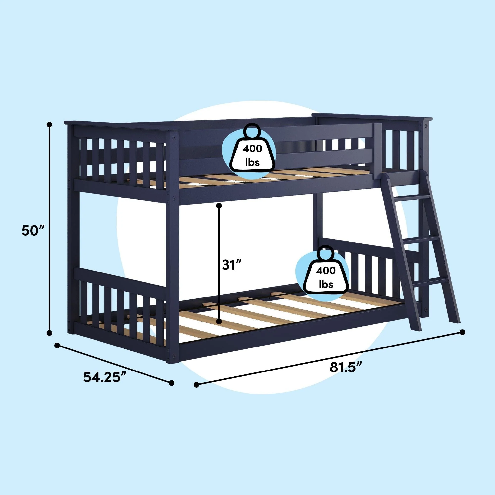 Twin Over Twin Low Bunk Bed - Image 38