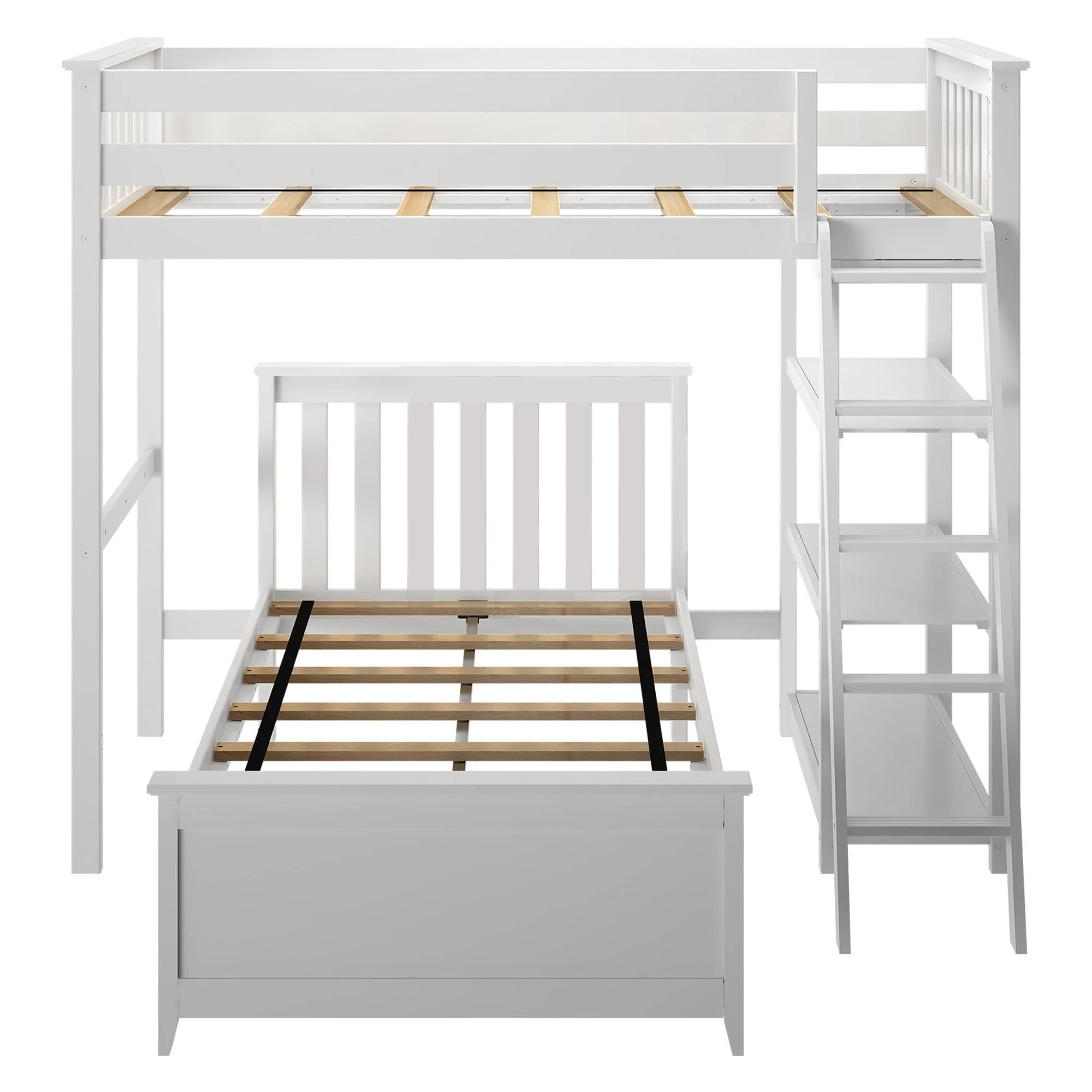Twin Over Twin L-Shaped Bunk Bed With Bookcase - Image 7