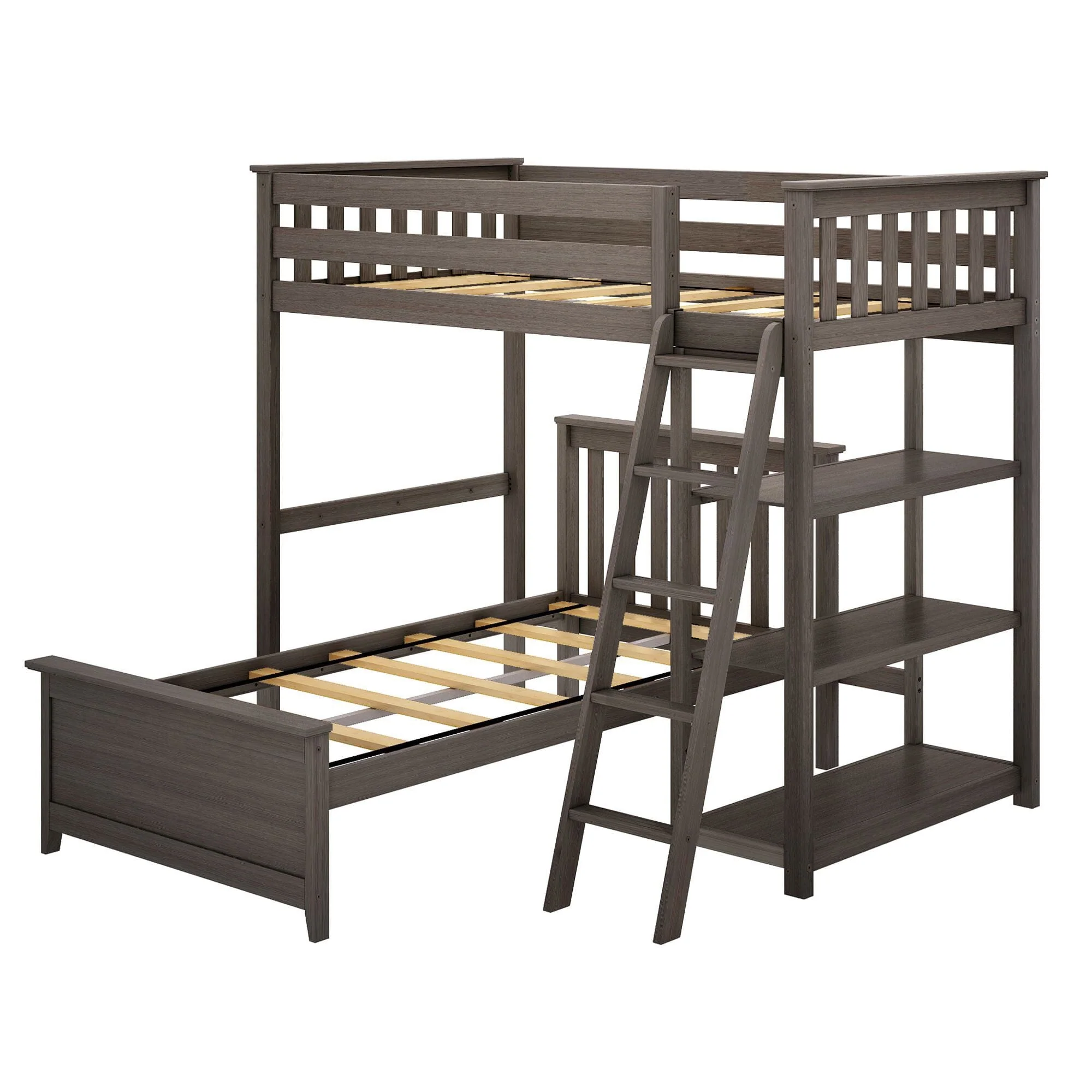 Twin Over Twin L-Shaped Bunk Bed With Bookcase - Image 8