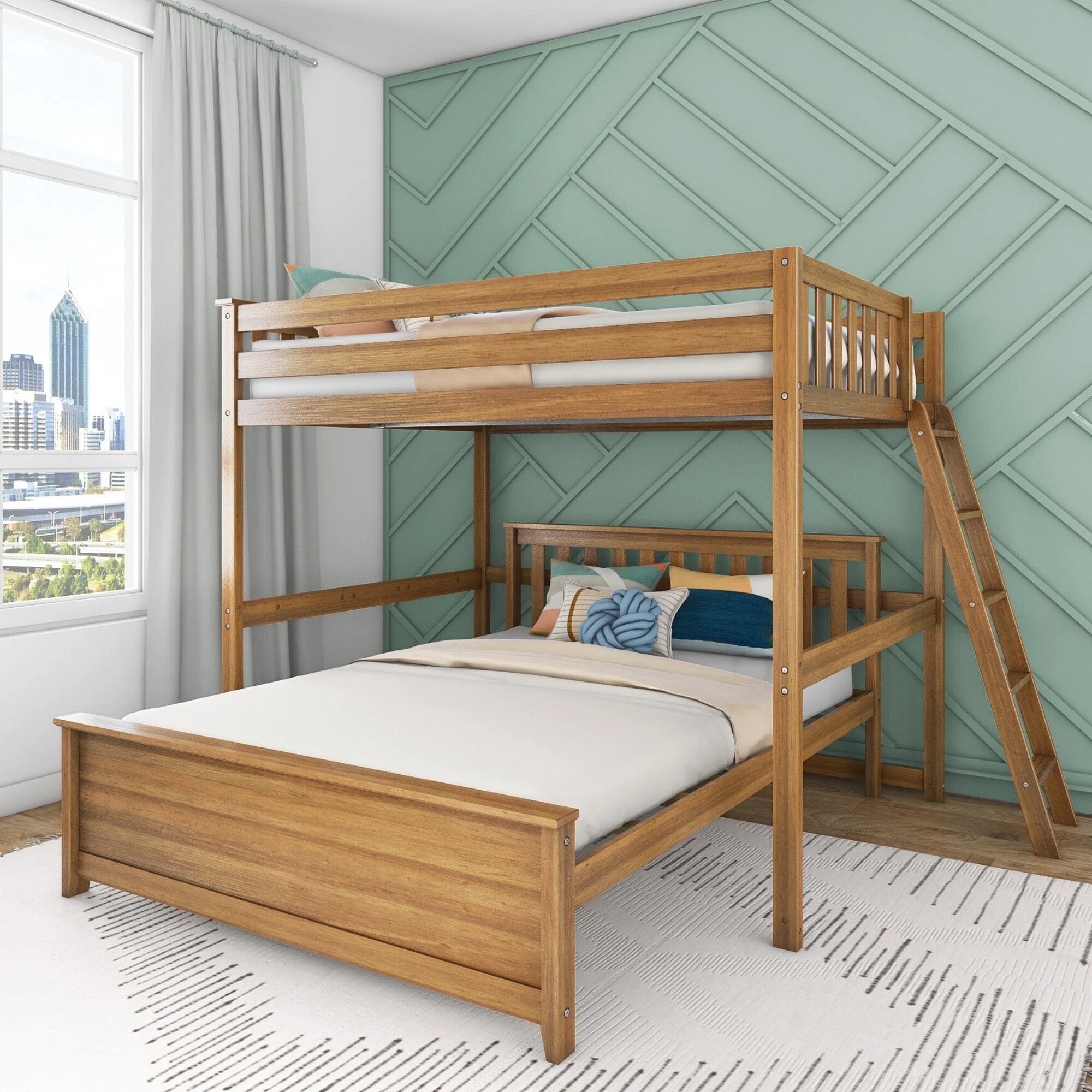 Full Over Queen L-Shaped Bunk Bed - Image 2