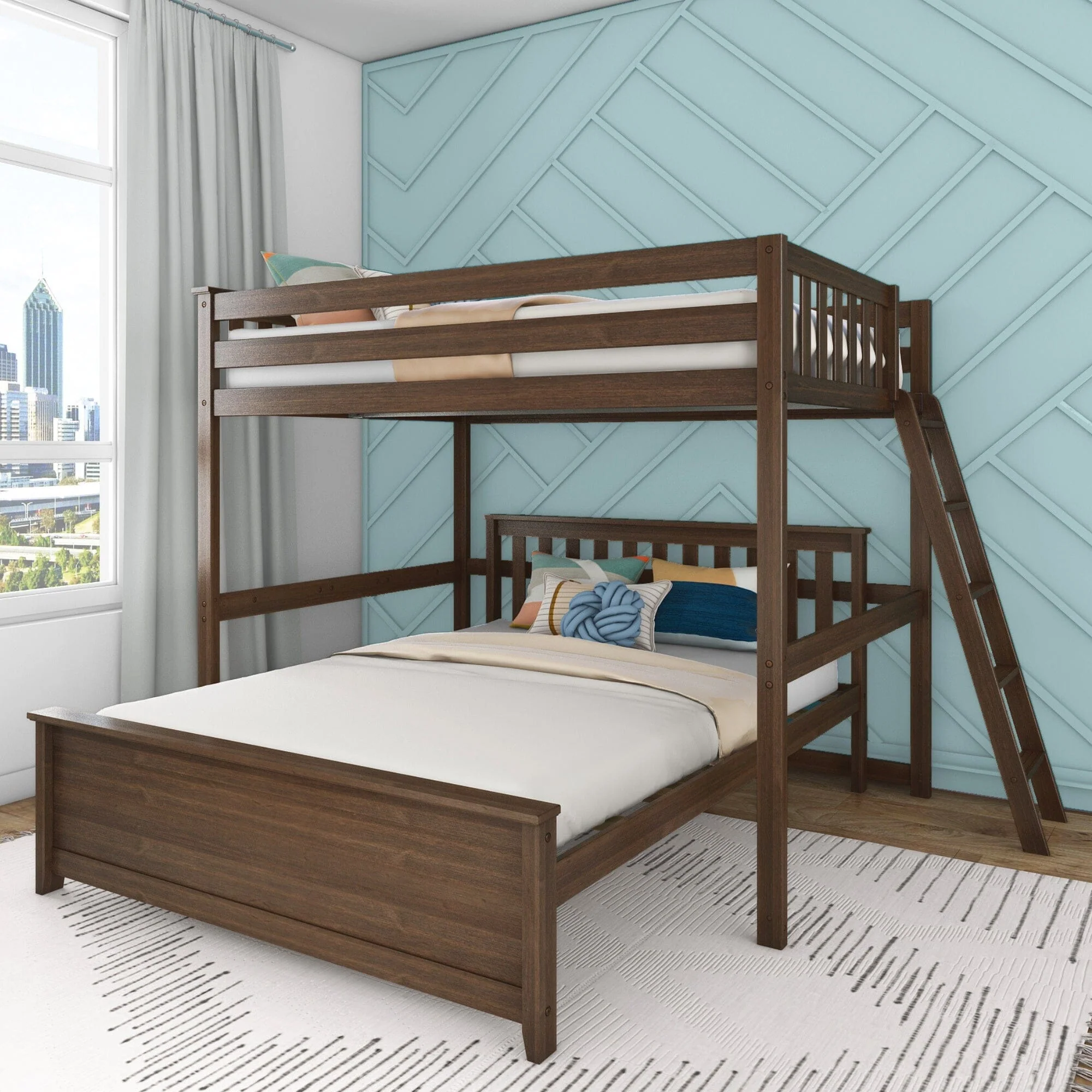 Full Over Queen L-Shaped Bunk Bed - Image 3
