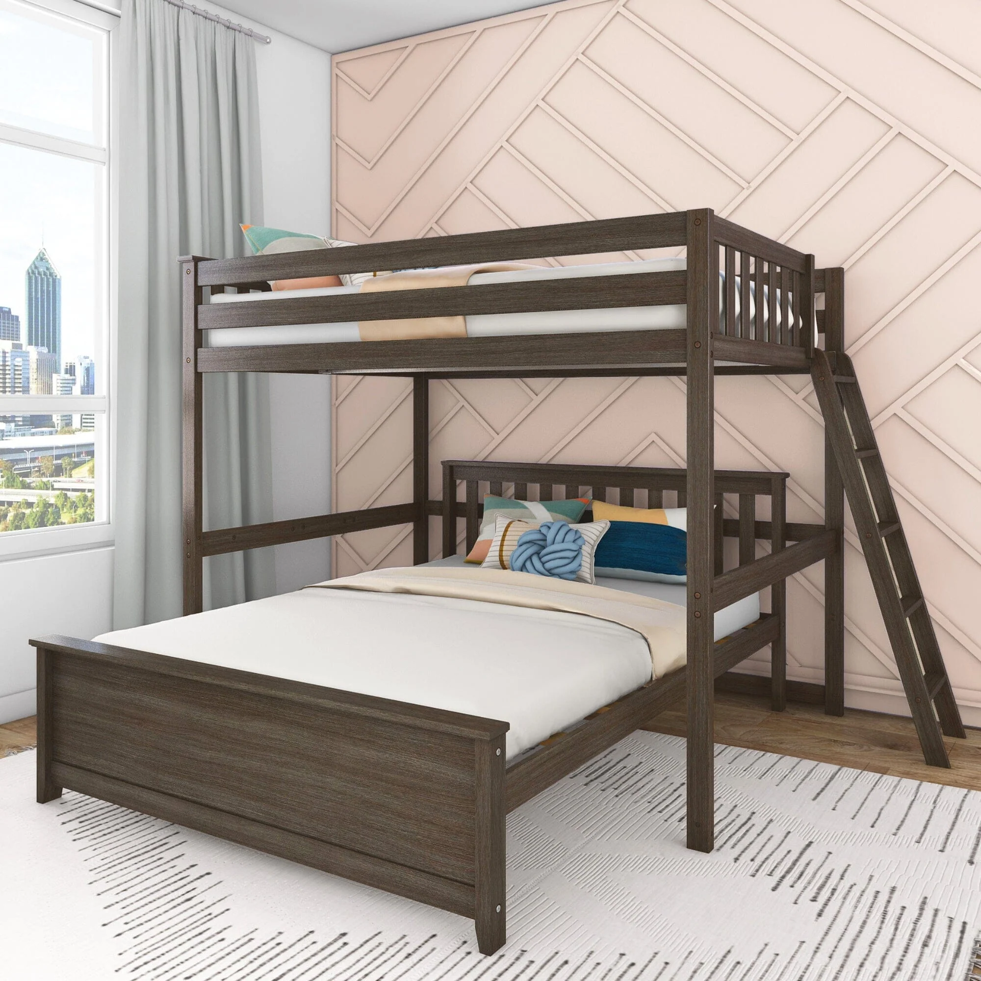 Full Over Queen L-Shaped Bunk Bed - Image 4