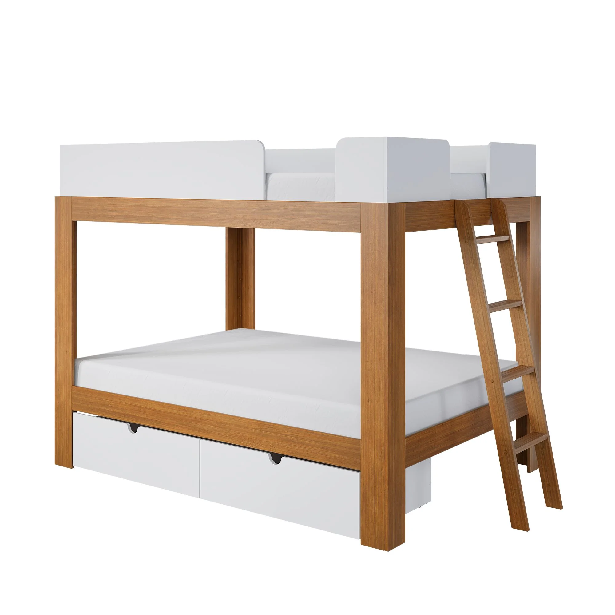 Mid-Century Modern Full Over Full Bunk Bed With Storage Drawers - Image 10
