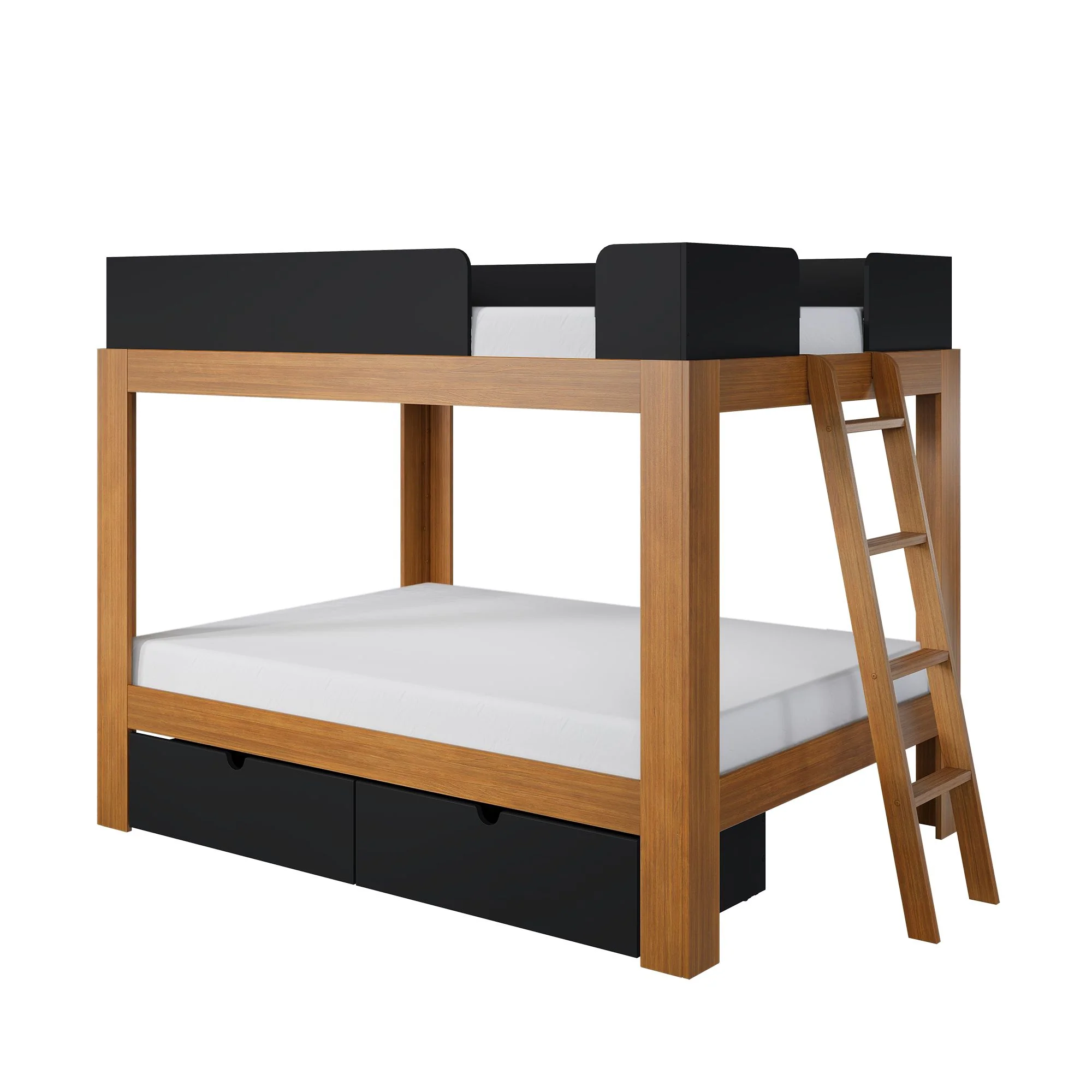 Mid-Century Modern Full Over Full Bunk Bed With Storage Drawers - Image 11