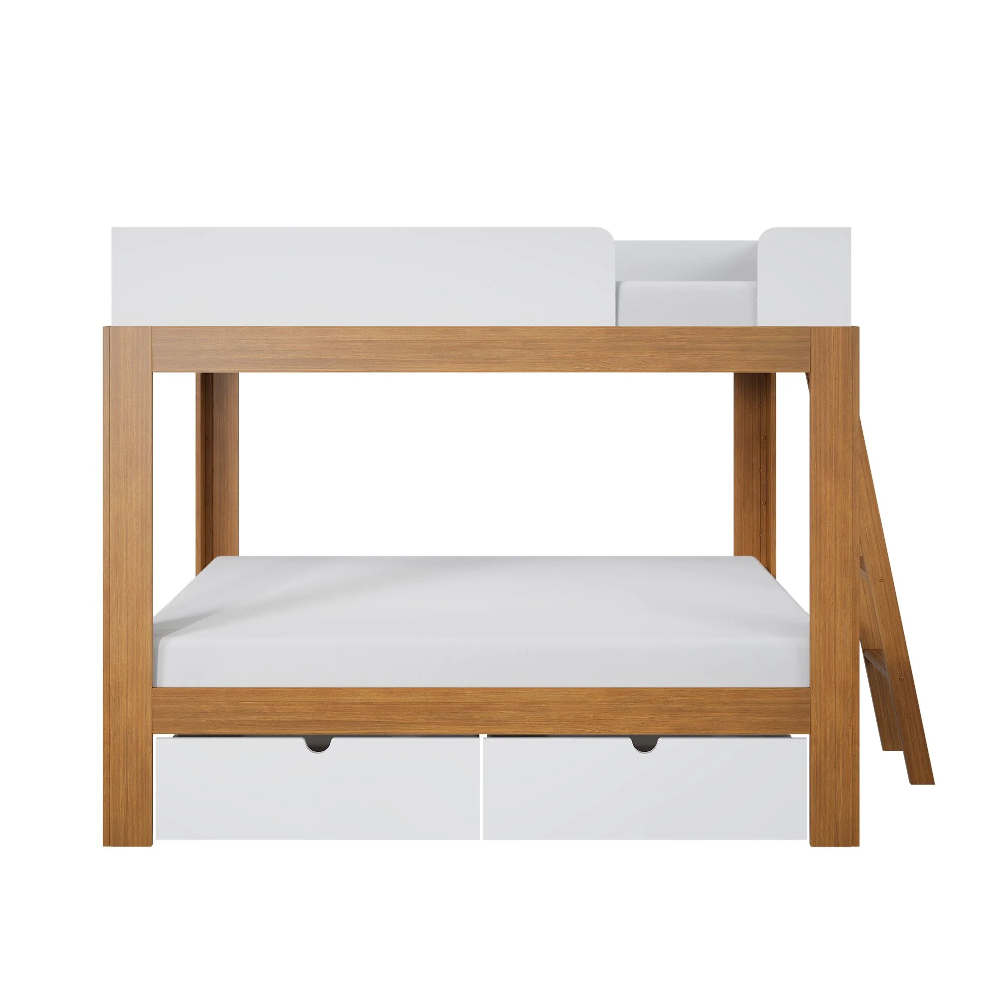 Mid-Century Modern Full Over Full Bunk Bed With Storage Drawers - Image 14